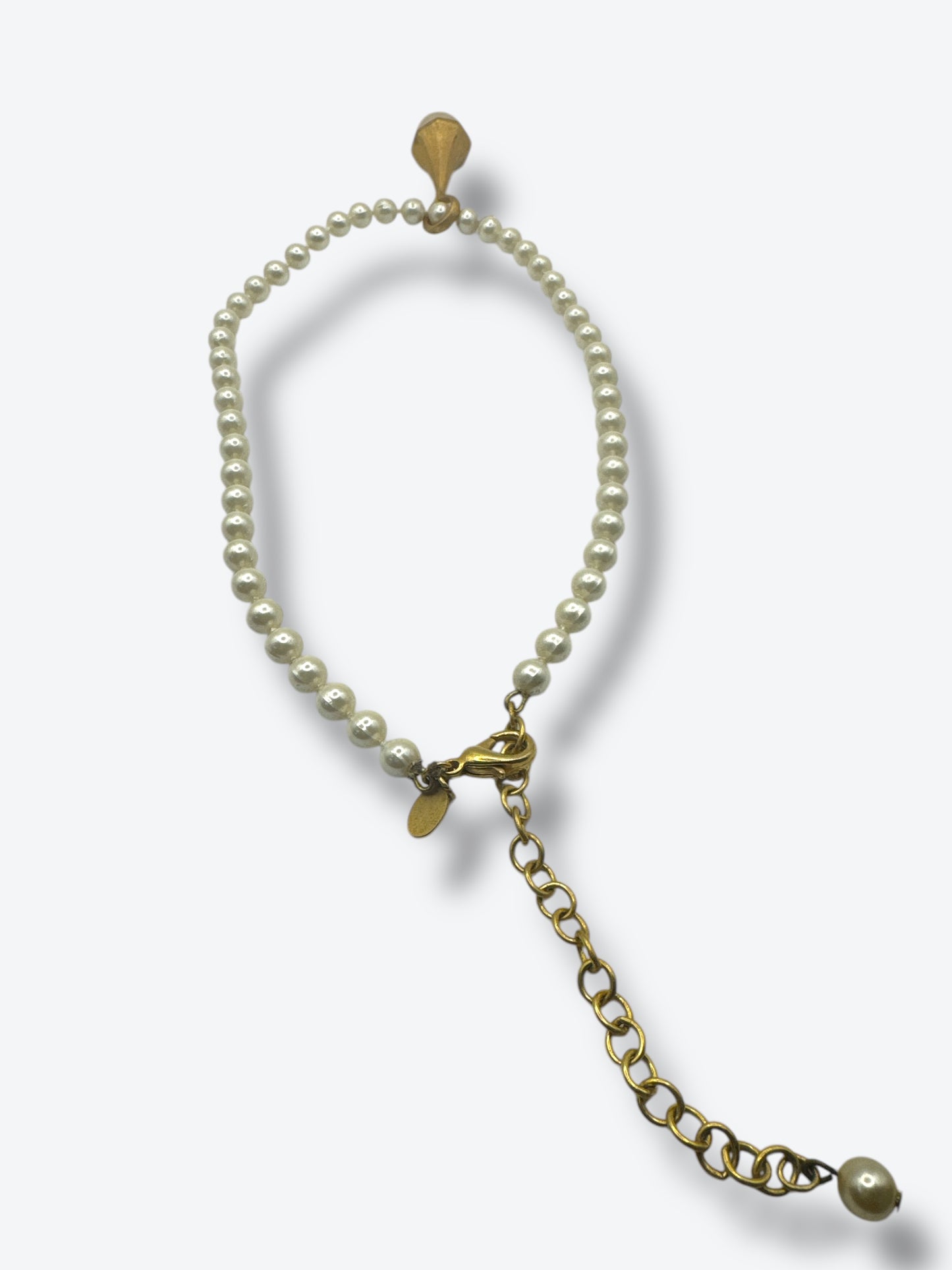 Vintage 8” “Express” Gold Pearl Drop Necklace