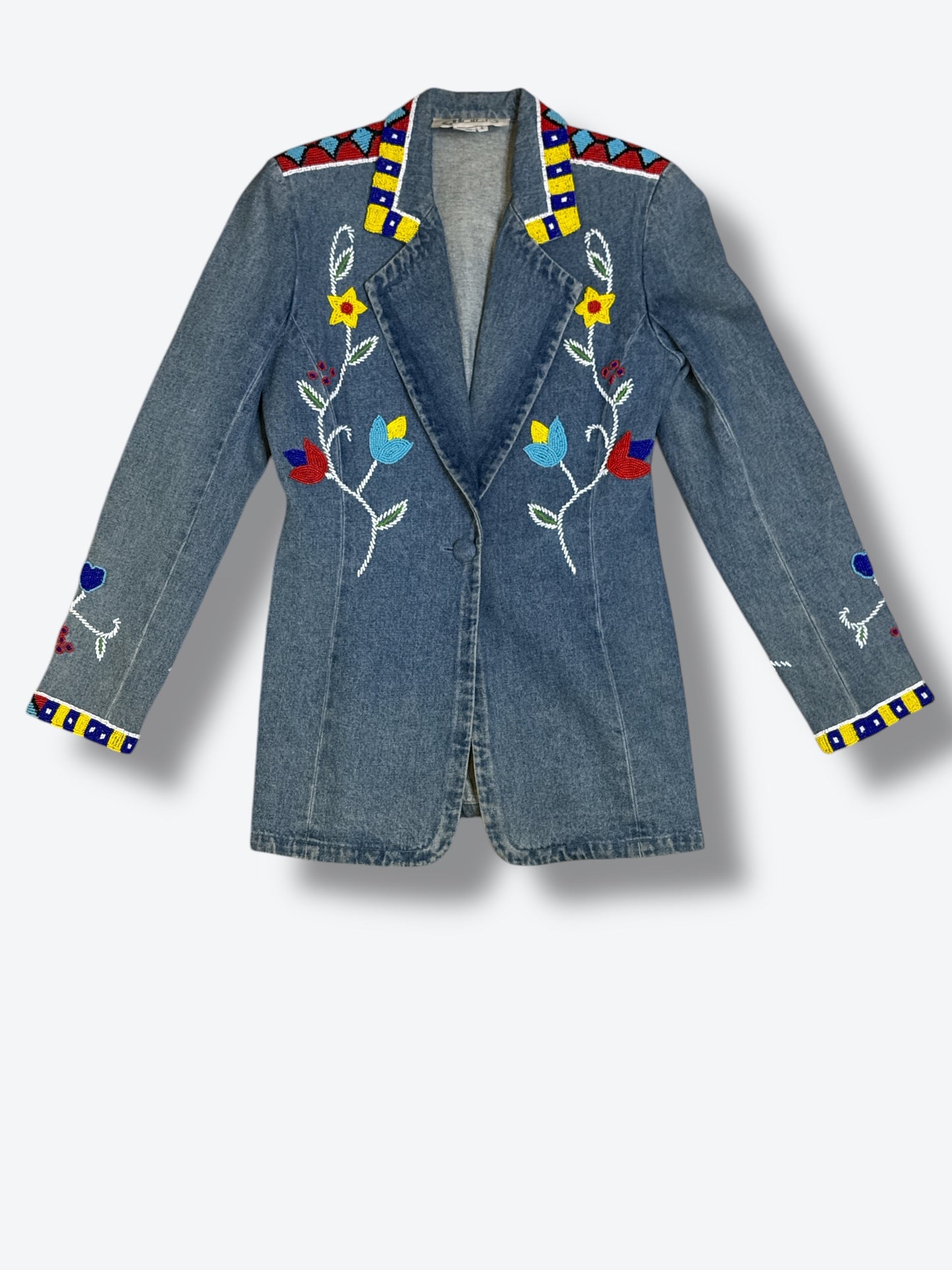 1970s Choices Denim and Embroidered/Beaded Blazer