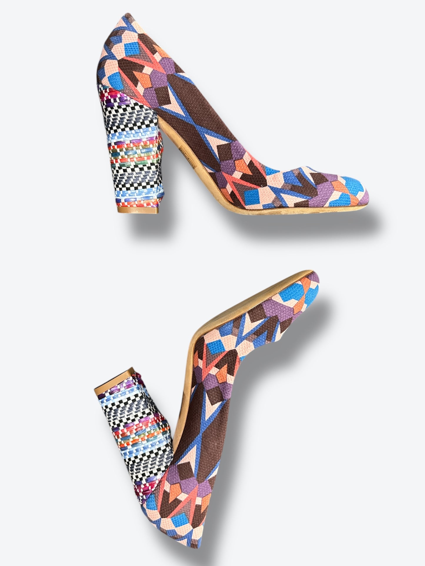 Y2K J Crew Geometric and Woven Heel Pumps