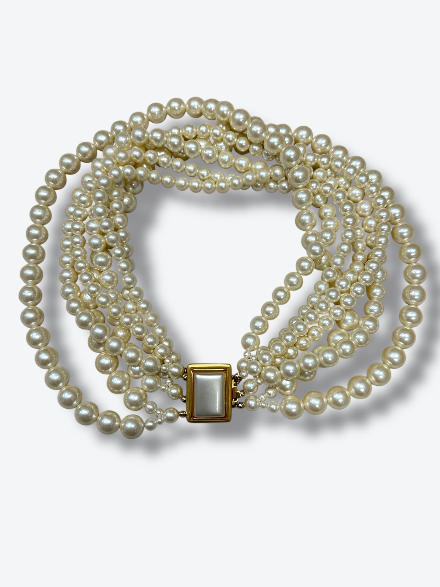 1990s/Y2K Double Stranded Layered Pearl Necklace