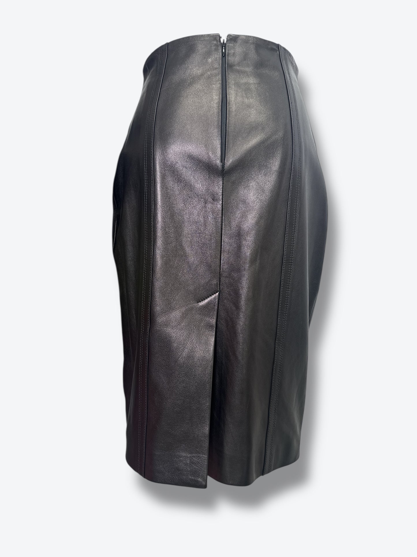 #5. Vintage Yves St Laurent Black High Waisted Leather Pencil Skirt