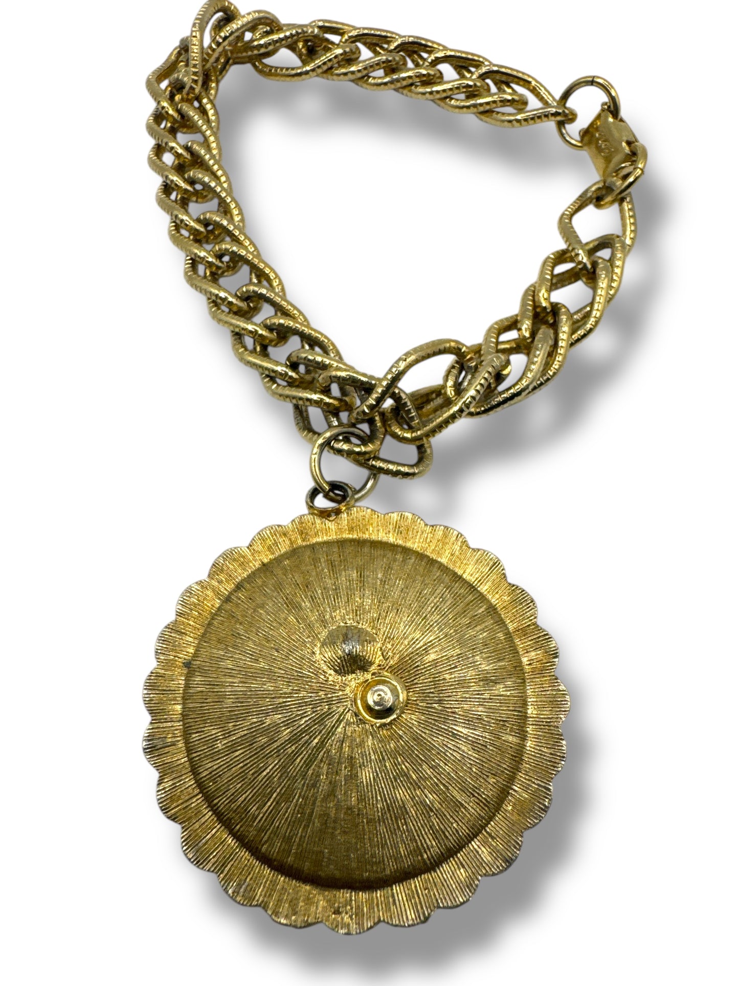 1970s “Curo” Lucky in Love Chain Medallion Bracelet