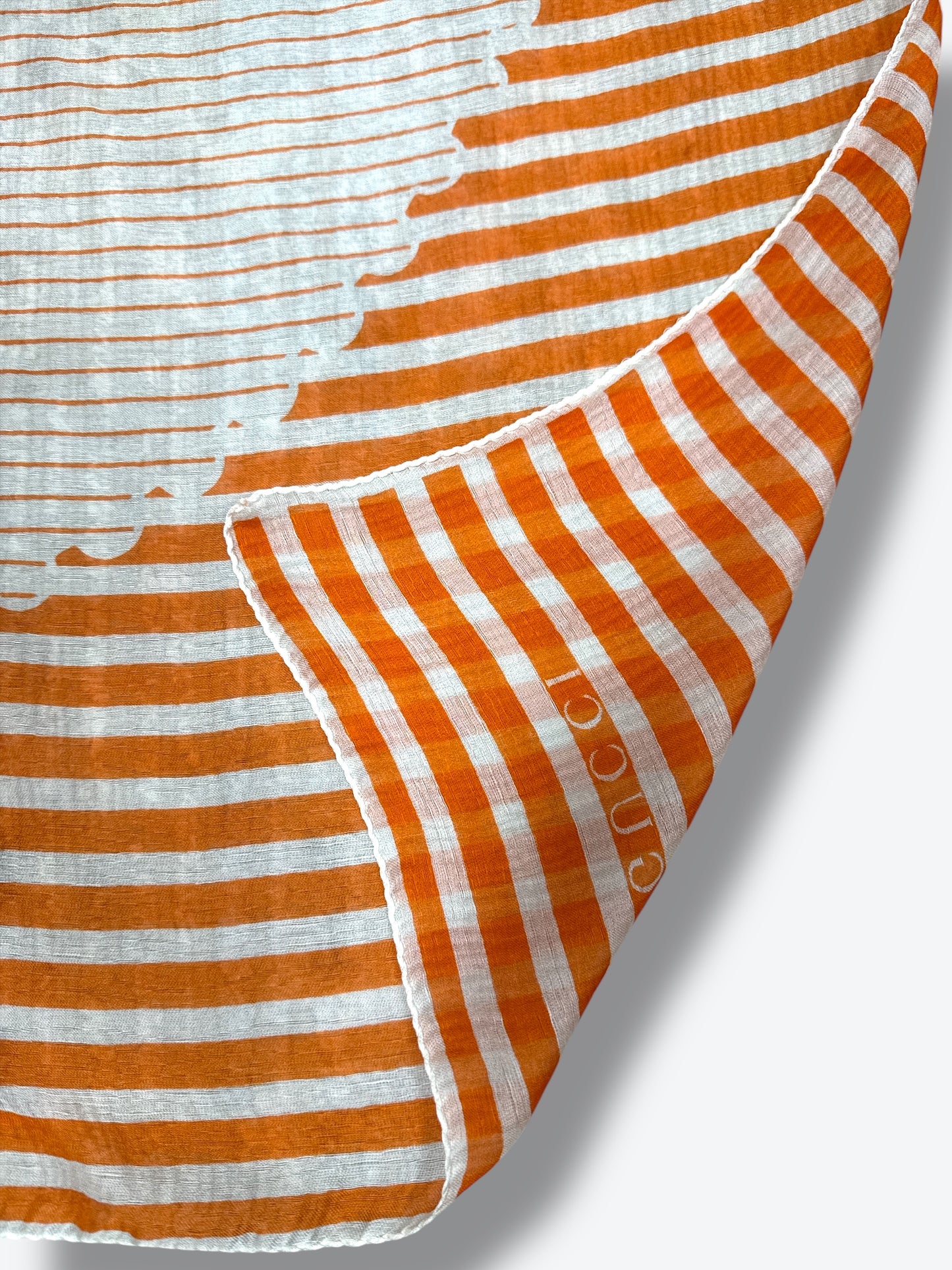 1970s “Gucci” Orange + White Horse Scarf (41” x 41”)