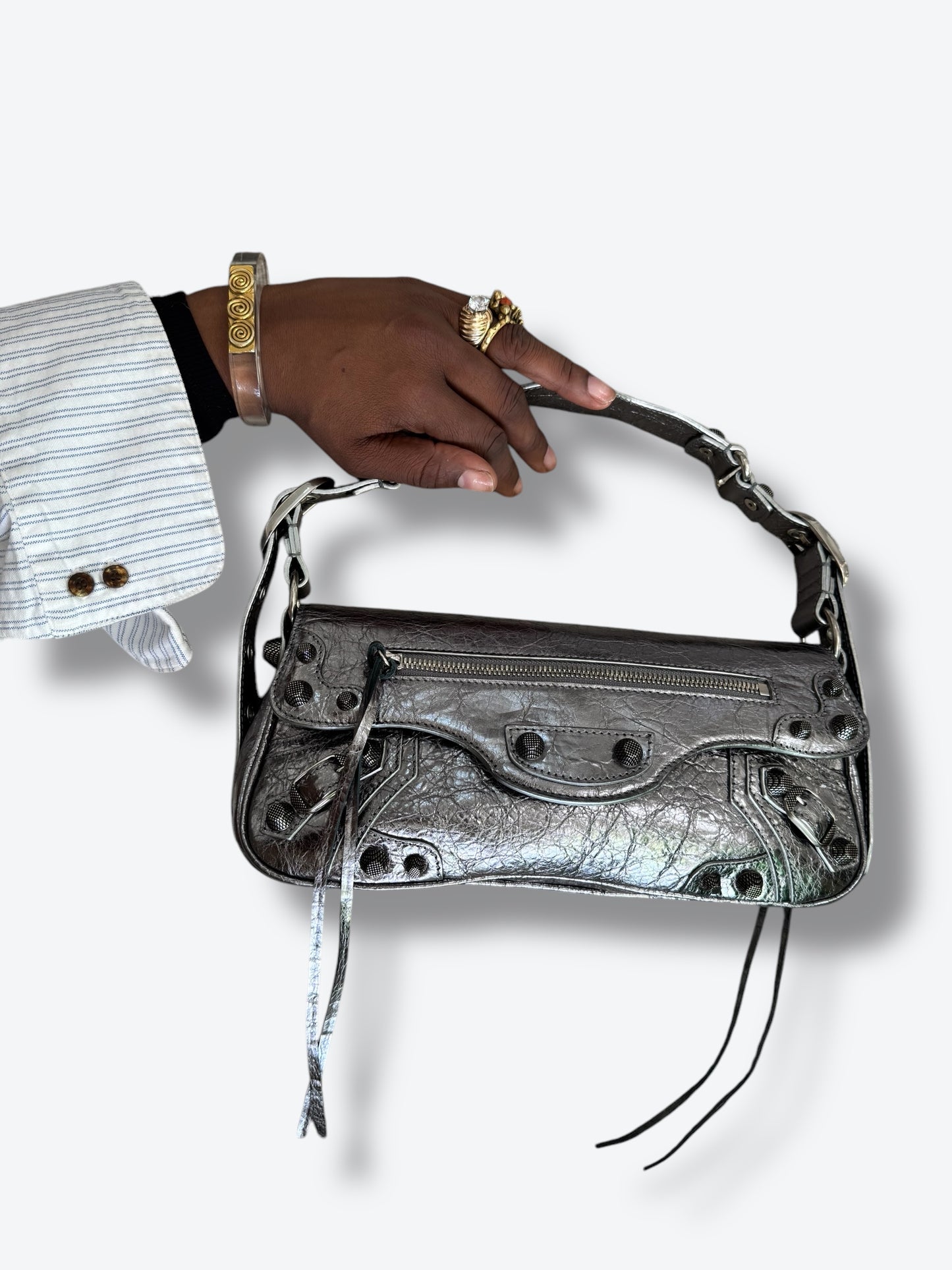 Balenciaga 2024 La Cagole Sliver Sling Shoulder Bag (771640 8103N643888)