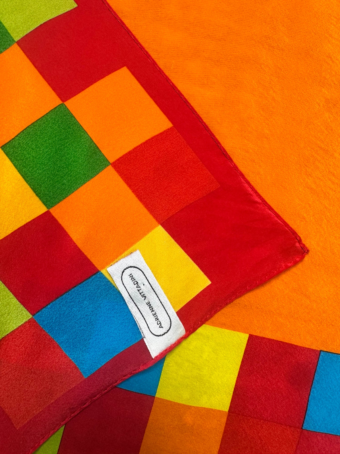 1990s 34” x 34” Adrienne Vittadini Color block scarf
