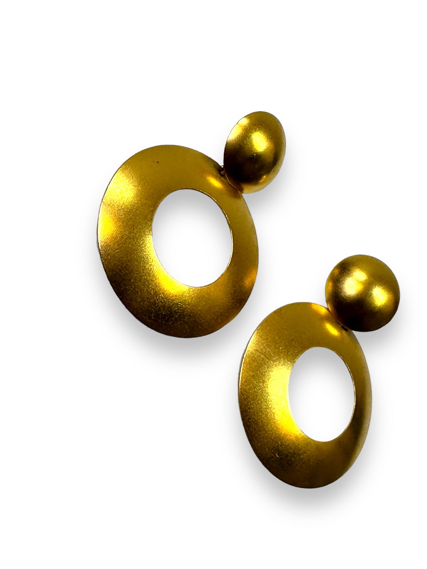 1990s Gold Circular Post Earrings