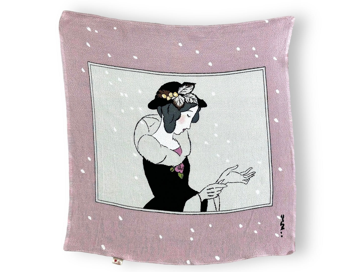 Vintage Japanese 17” x 17” Pretty Woman Scarf