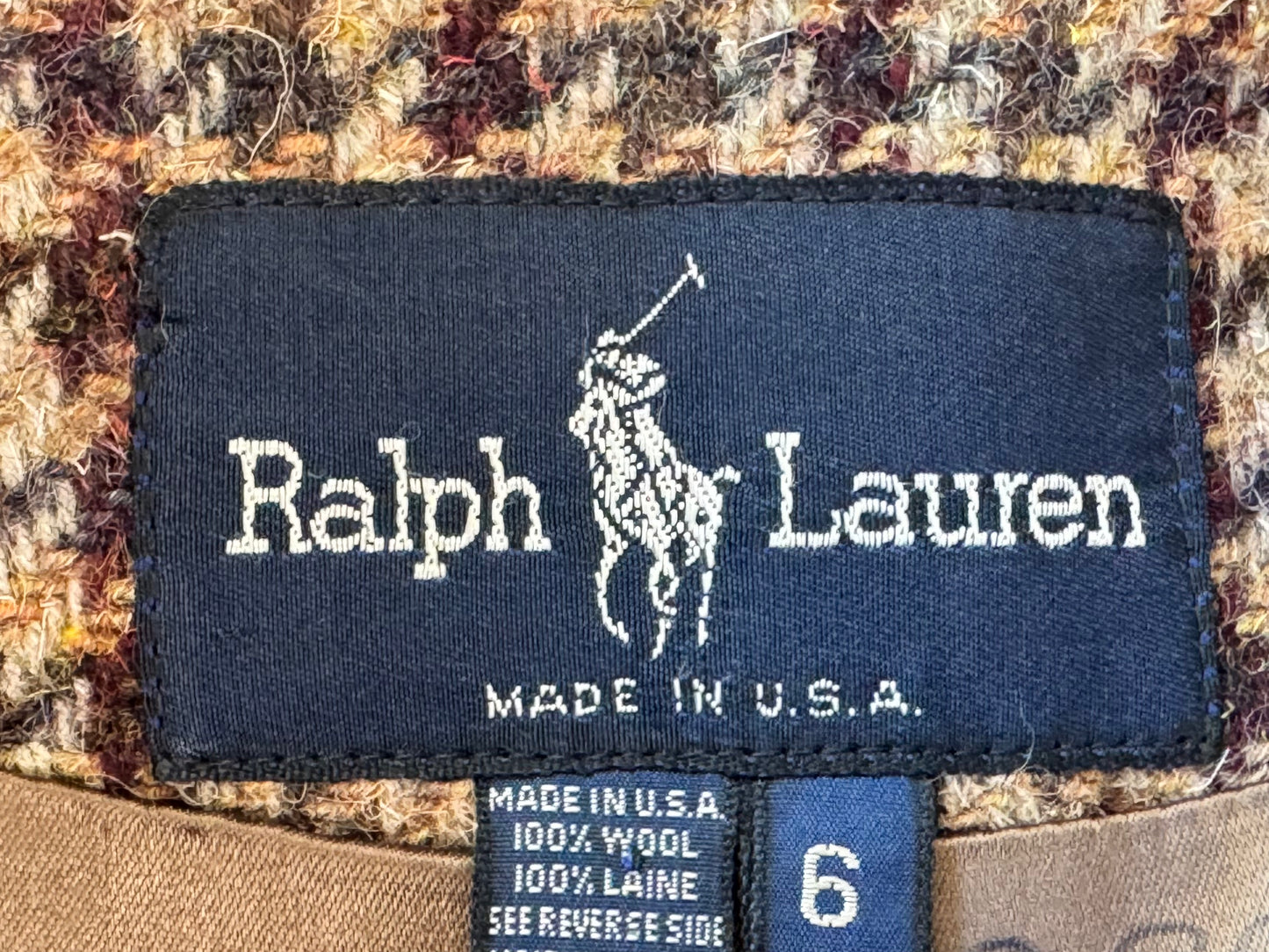 Vintage Ralph Lauren Houndstooth Wool Coat – Women’s Longline Outerwear