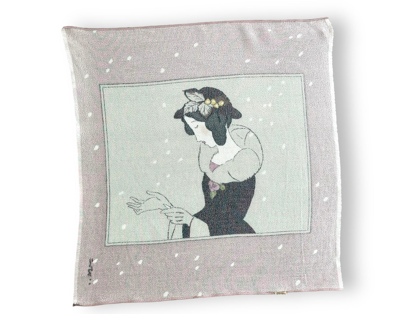 Vintage Japanese 17” x 17” Pretty Woman Scarf
