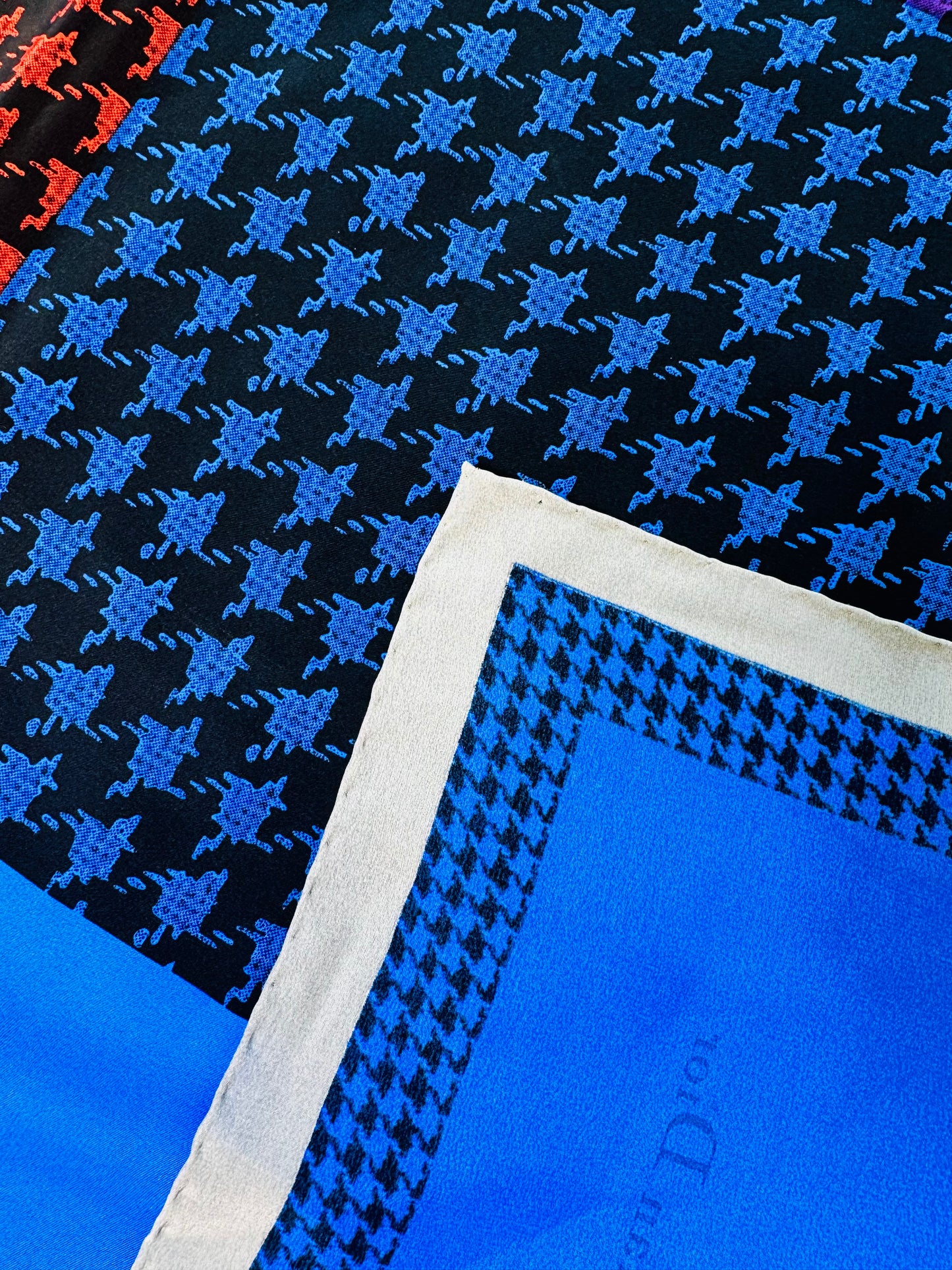 1980s Christian Dior 35” x 35” Multi Houndstooth Scarf