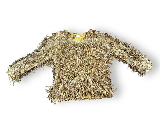 1990s Judith Ann Creations Leather Fringe Sweater