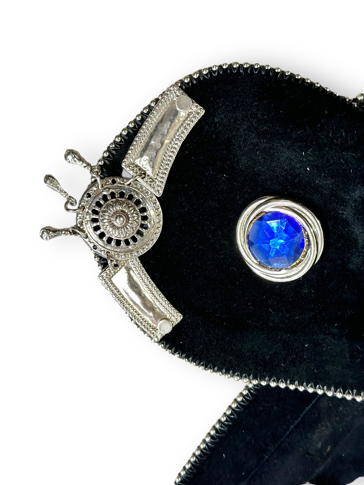 1980s / 1990s Vintage Gem + Jeweled Suede Sash Belt
