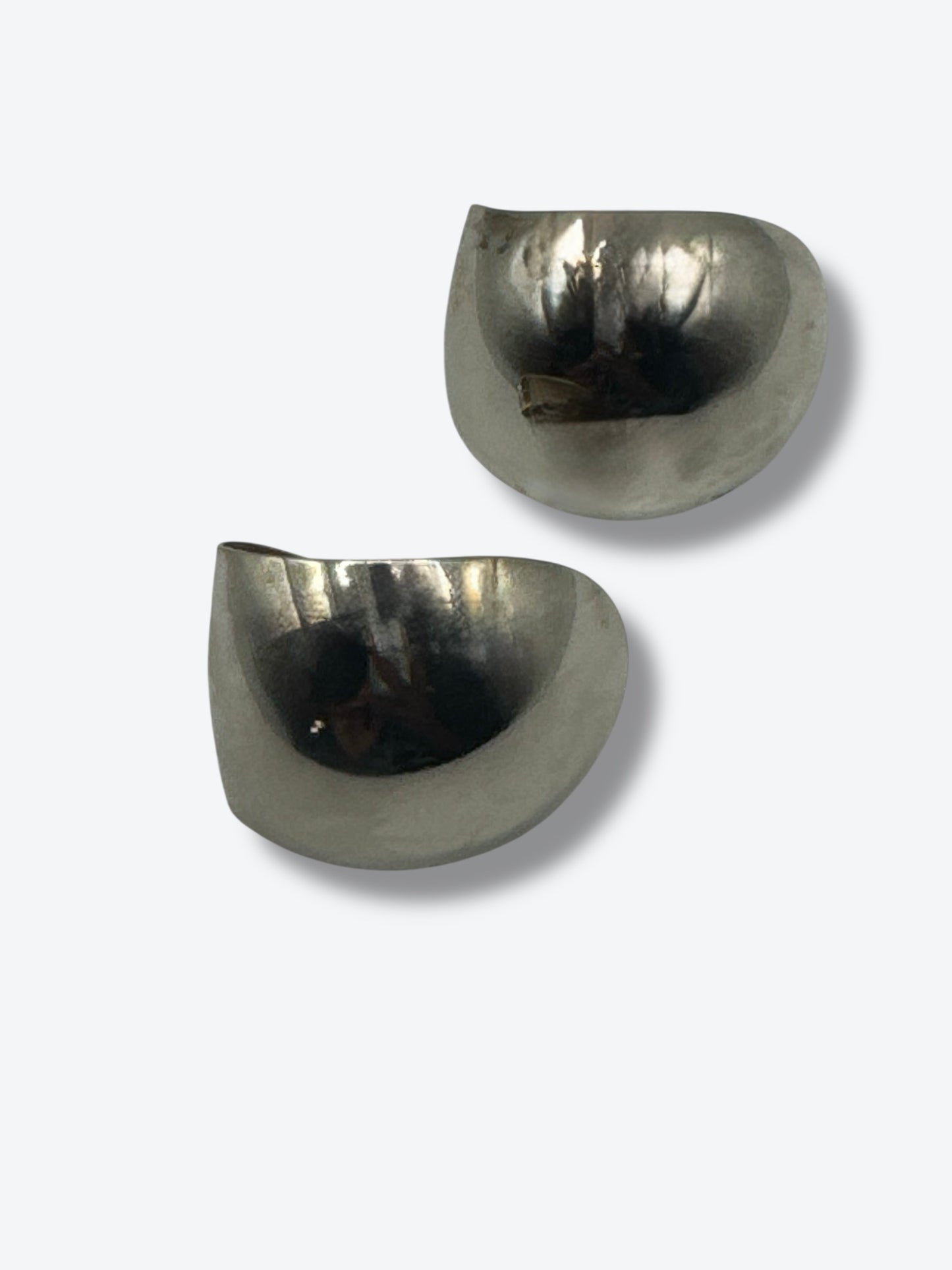 Vintage Modernist Sterling Silver Half-Dome Earrings