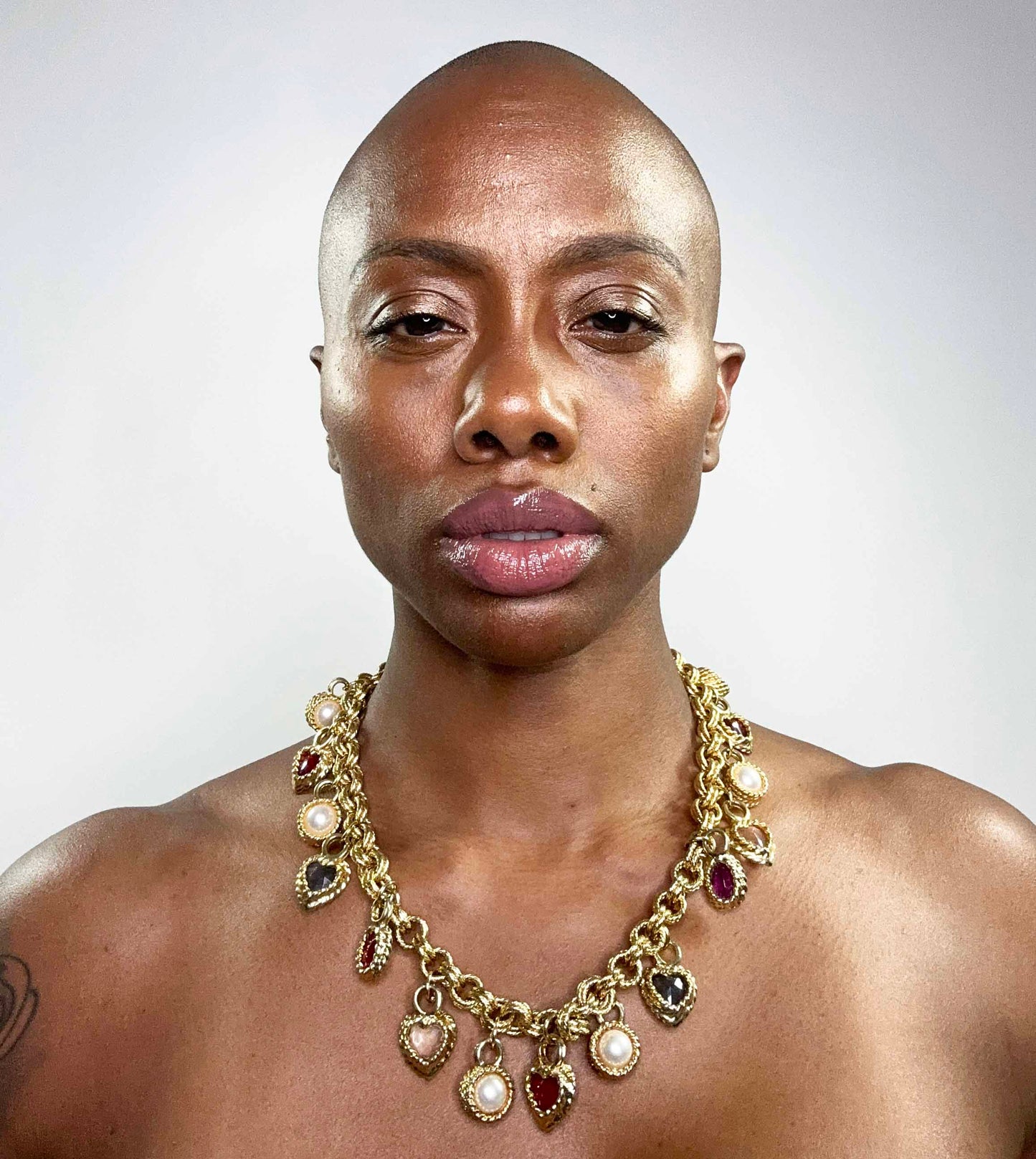 1980's Gem + Pearl Charm Necklace