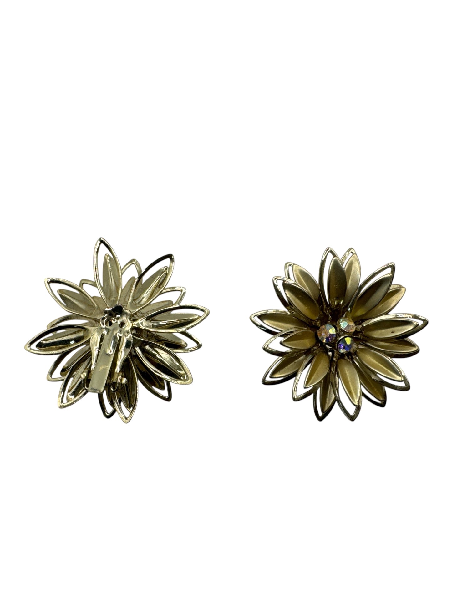 Vintage Floral and Gem Clip Earrings