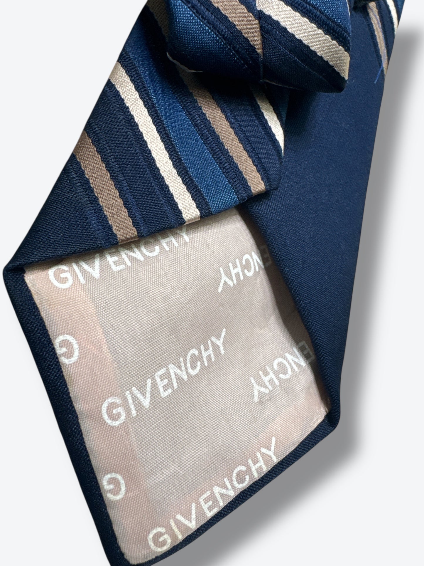 1980s Givenchy Regimental Navy Stripe Tie