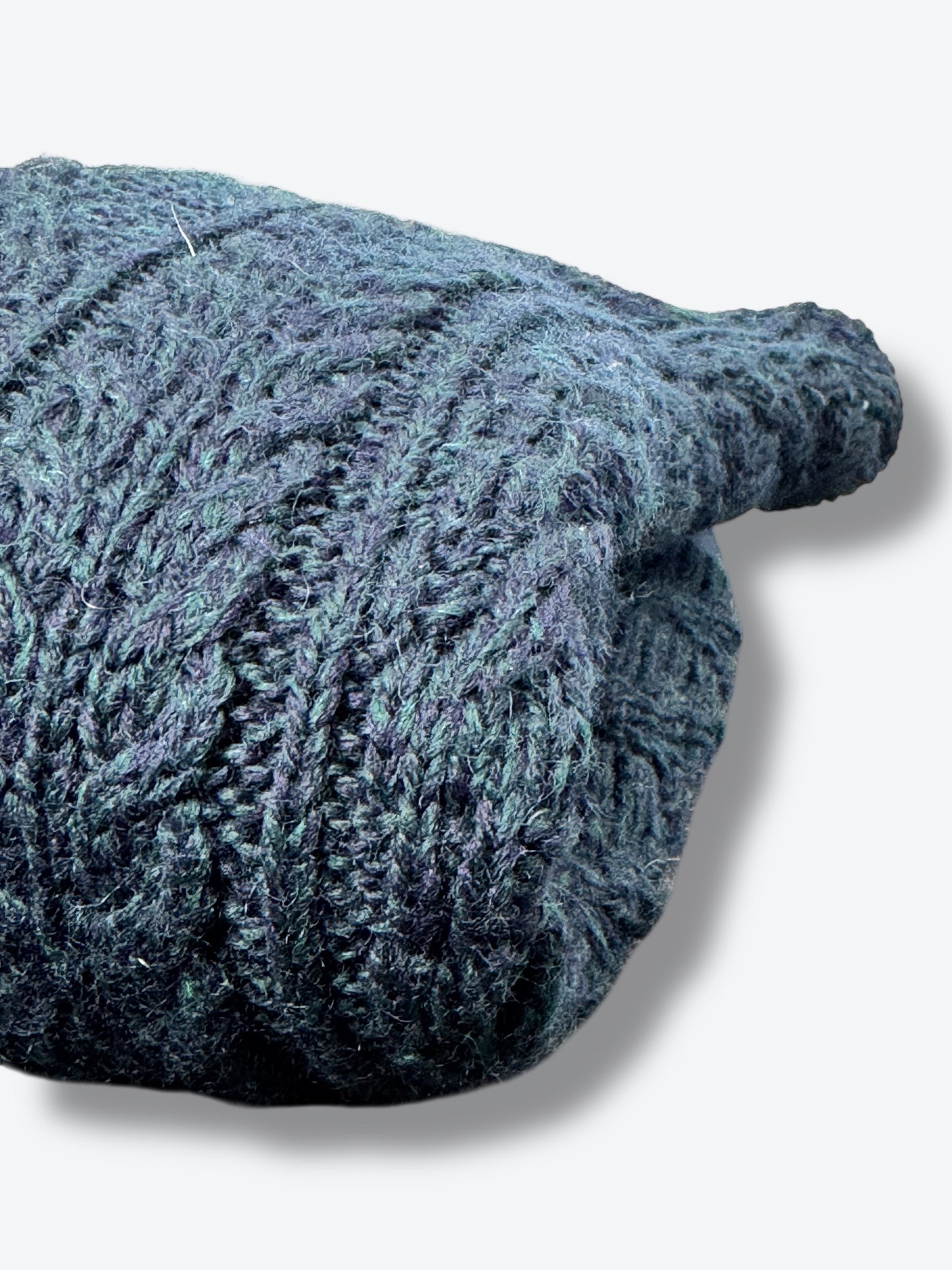 1980s Aran Thick Wool Navy/Green Sweater