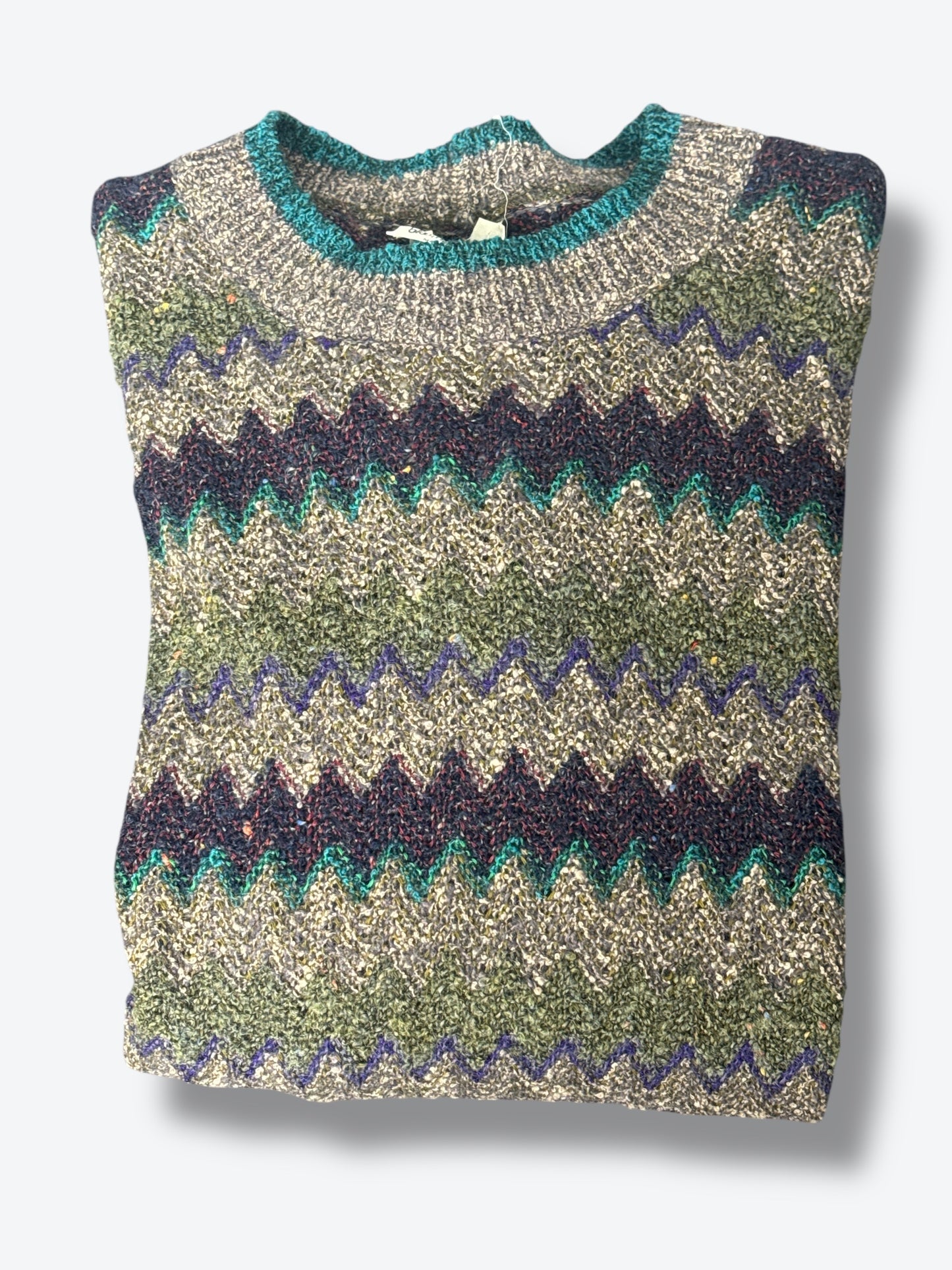 1970s Missoni Chevron Print Crew Neck Sweater