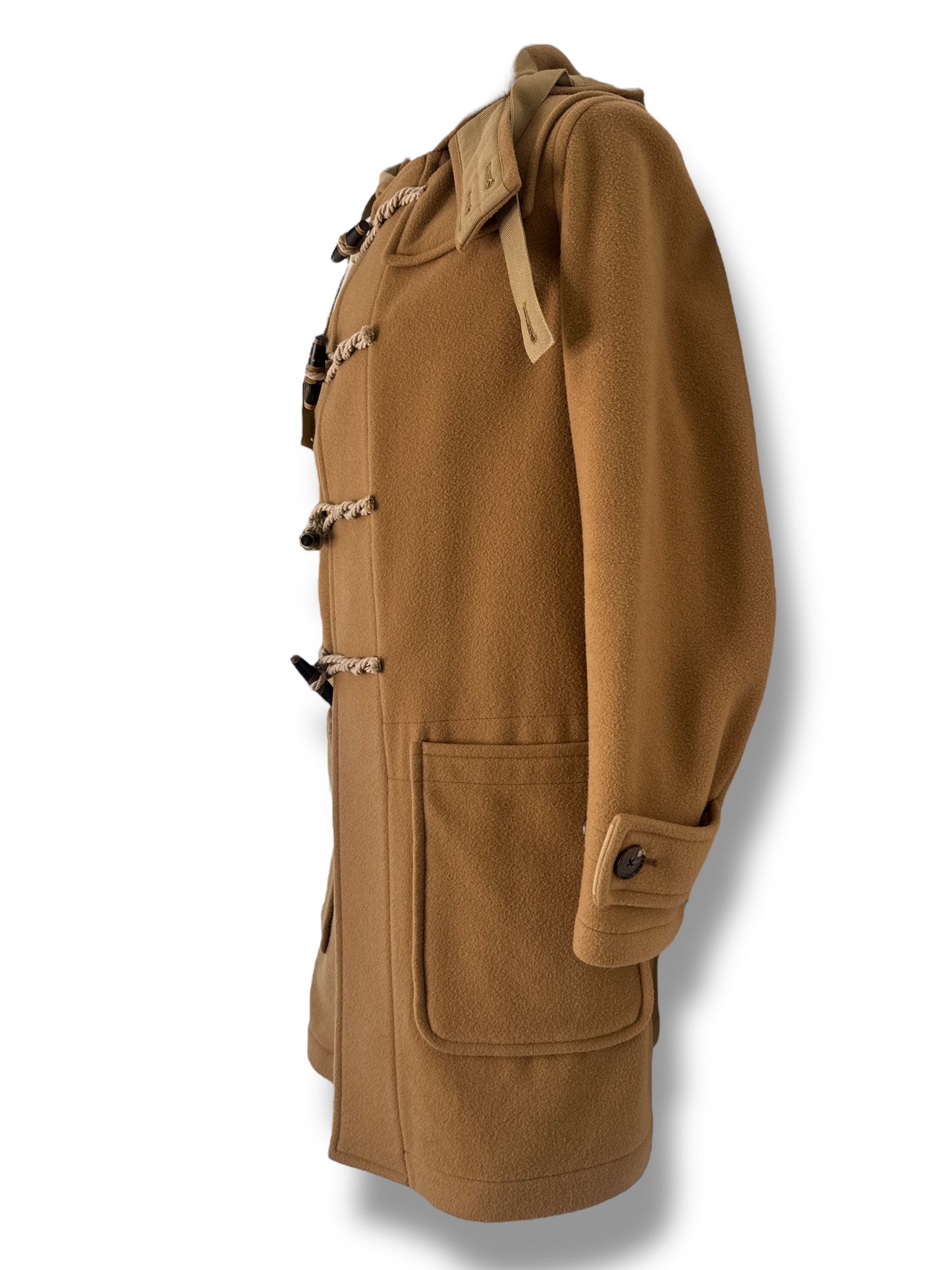 “Line 14” Maison Margiela Wool Duffle Coat – Camel with Rope Toggle Closure