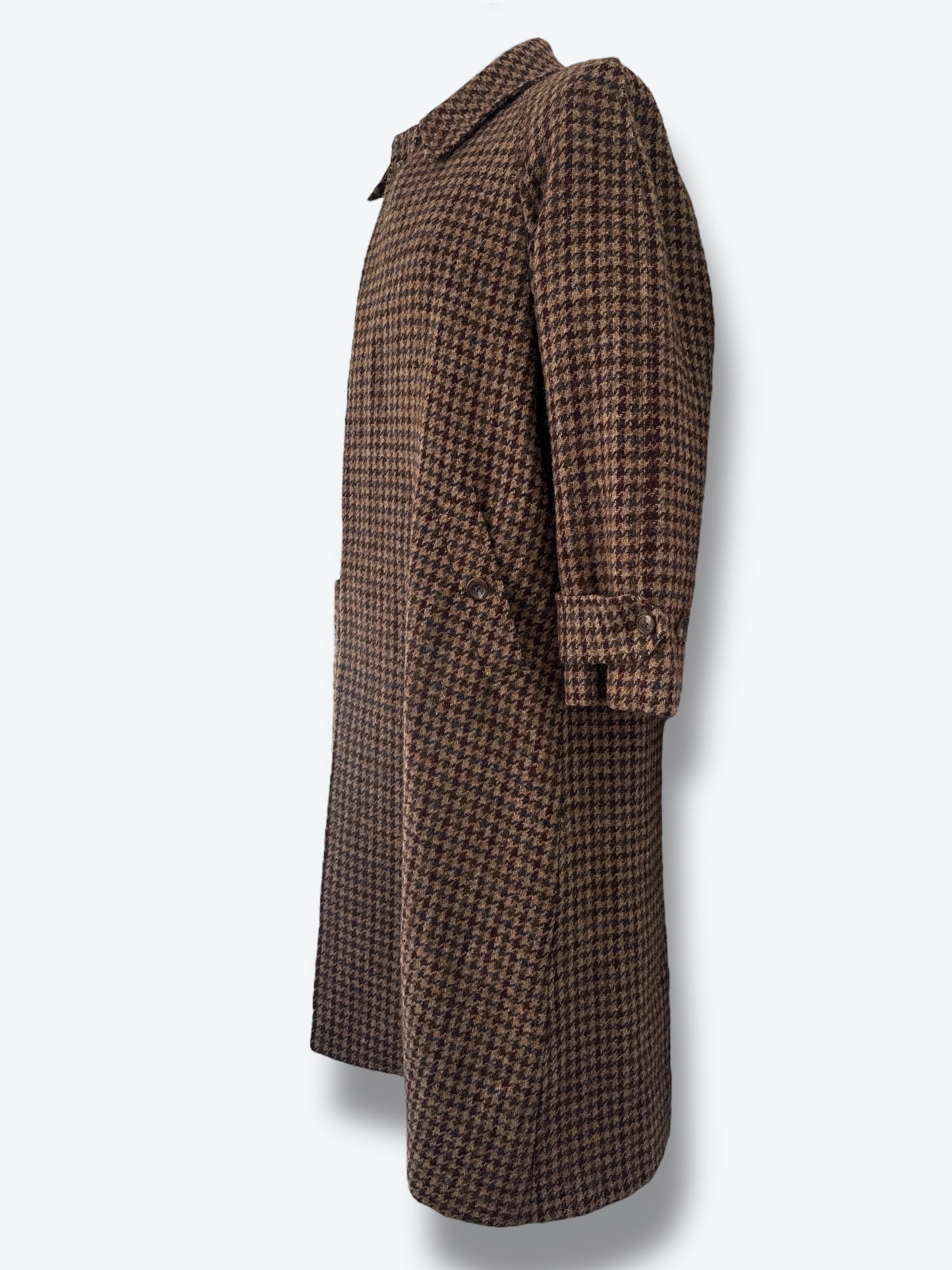 Vintage Ralph Lauren Houndstooth Wool Coat – Women’s Longline Outerwear