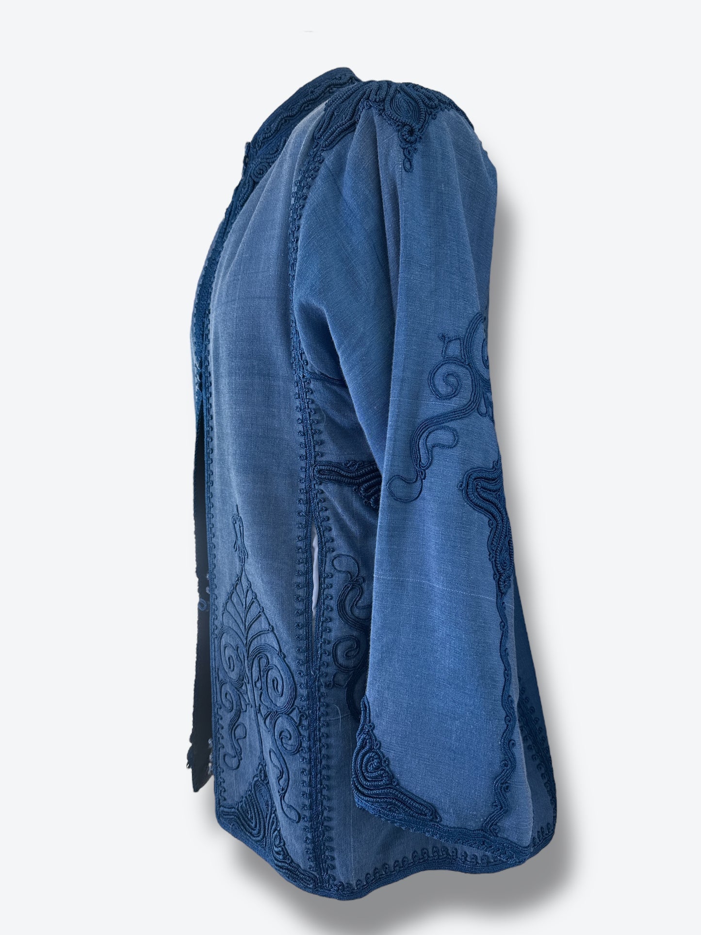 1970s Unisex Indigo Boho Blazer