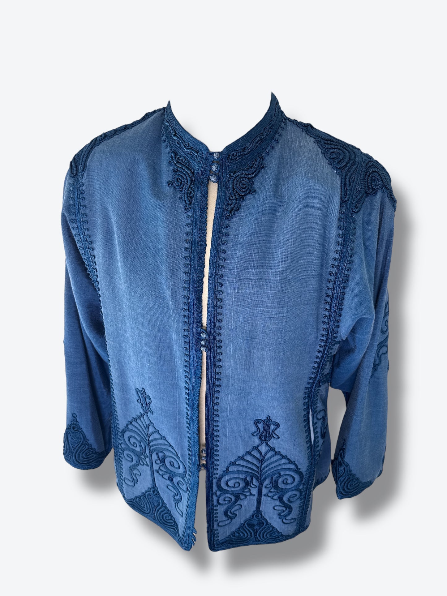 1970s Unisex Indigo Boho Blazer