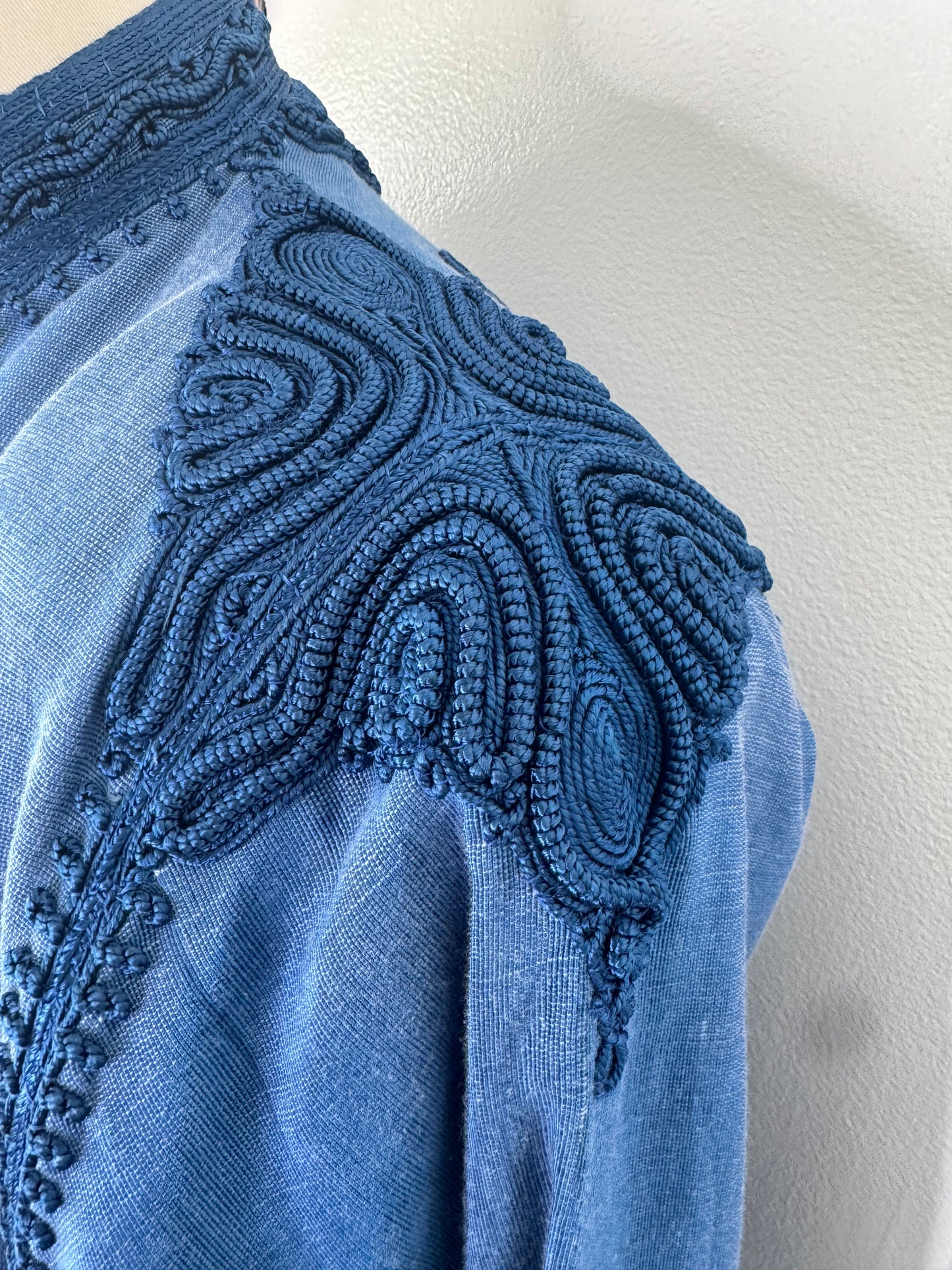 1970s Unisex Indigo Boho Blazer
