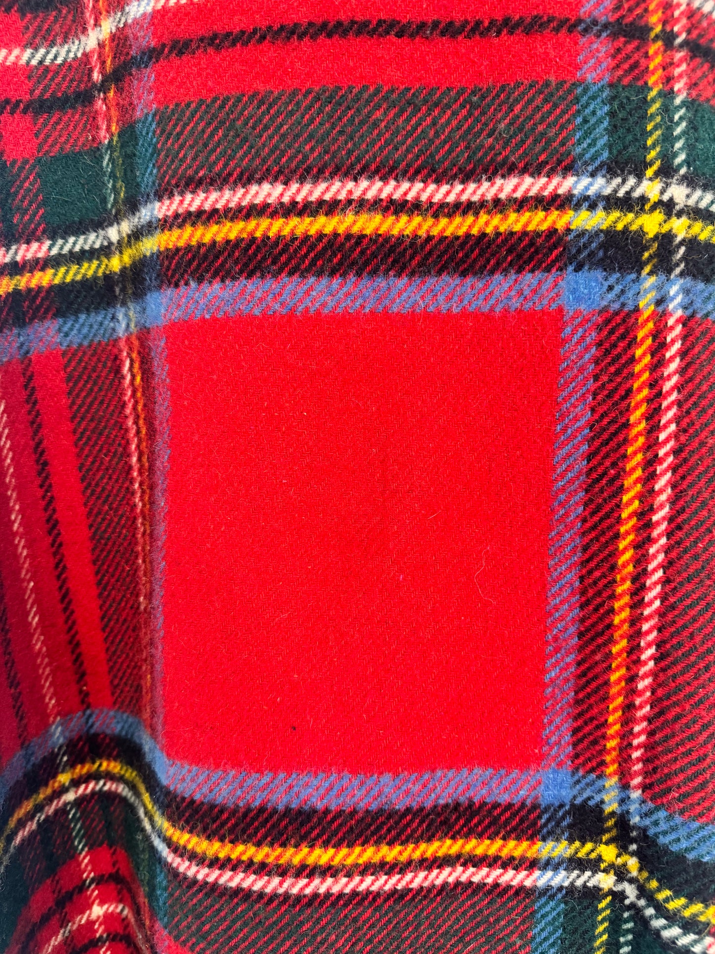 Vintage Red Plaid Wool Poncho