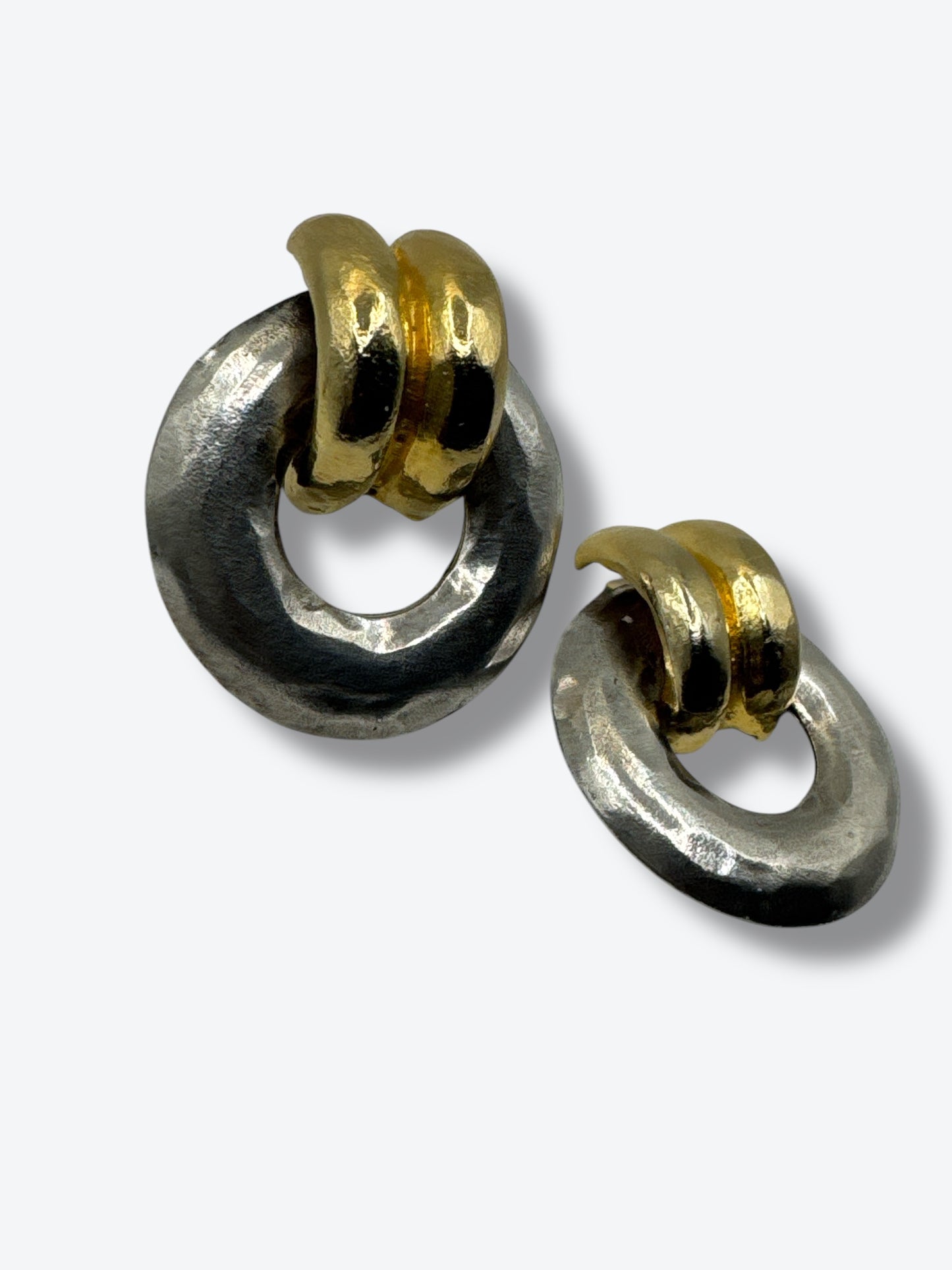 1980s Gold and Sliver Hoop Earrings
