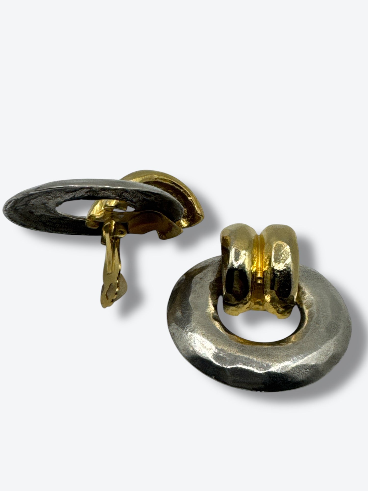 1980s Gold and Sliver Hoop Earrings
