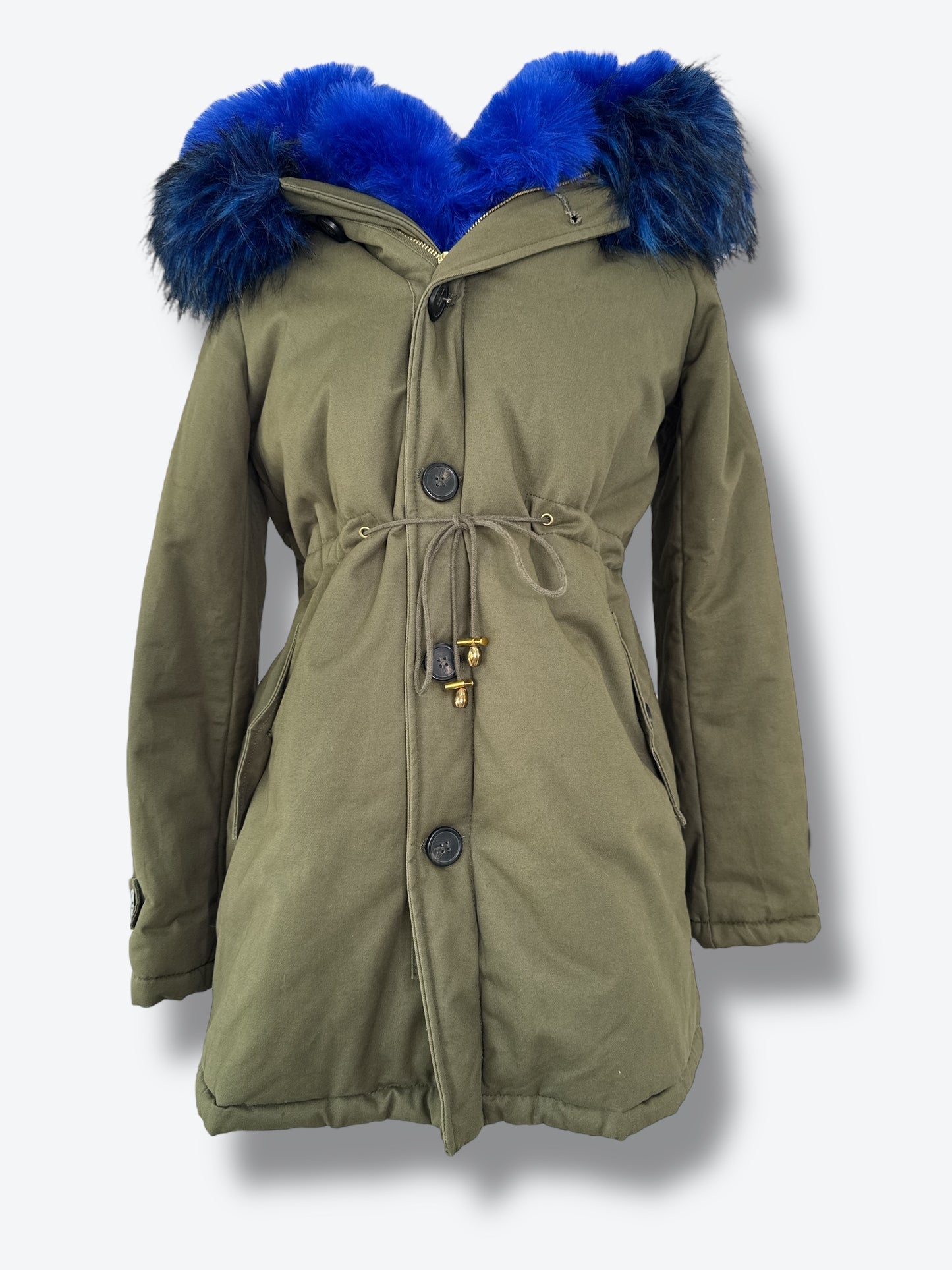 Y2K K.Zell Indigo Faux Fur Cargo Jacket