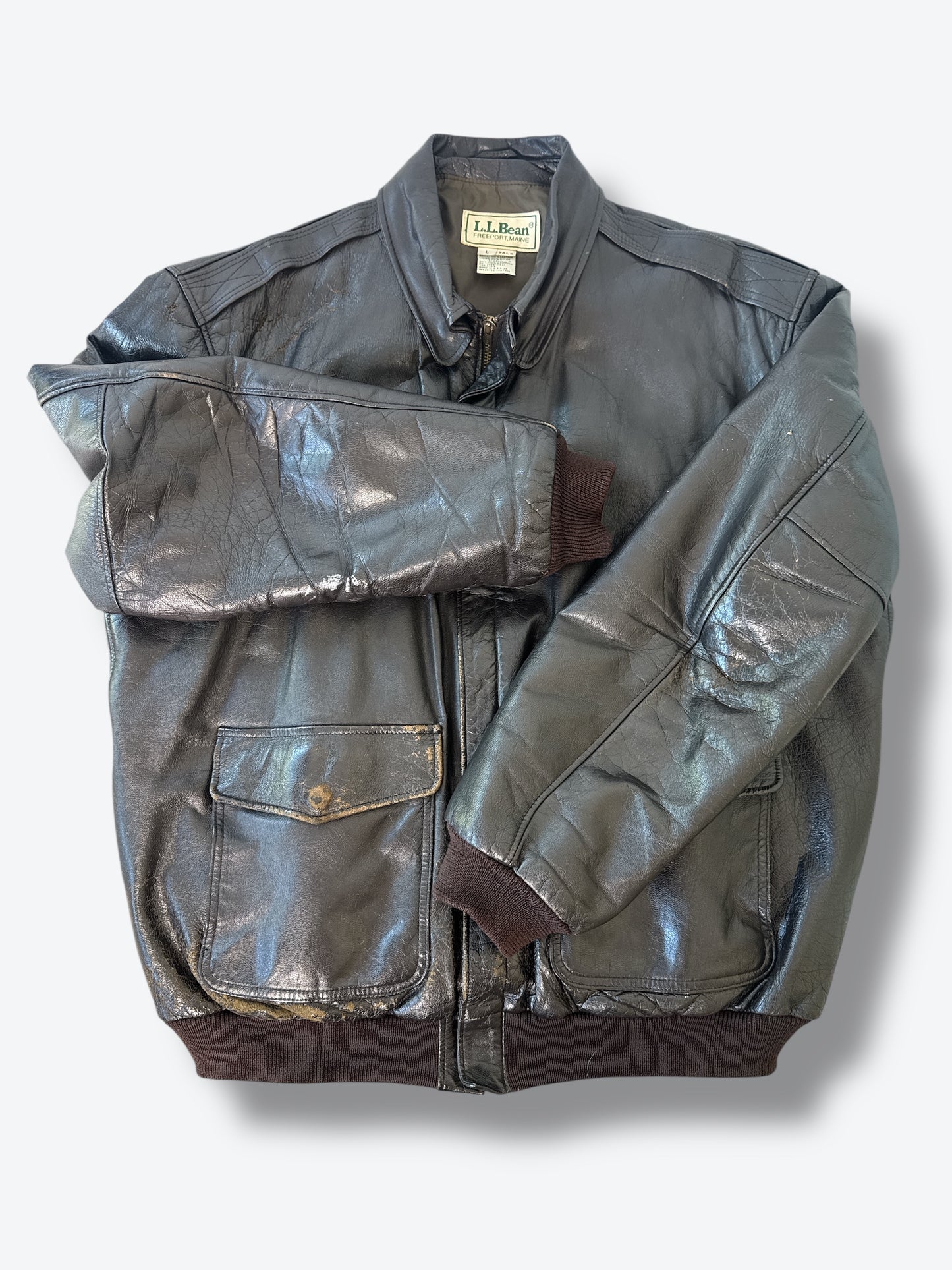 1980s L.L. Bean Thrashed Leather Bomber