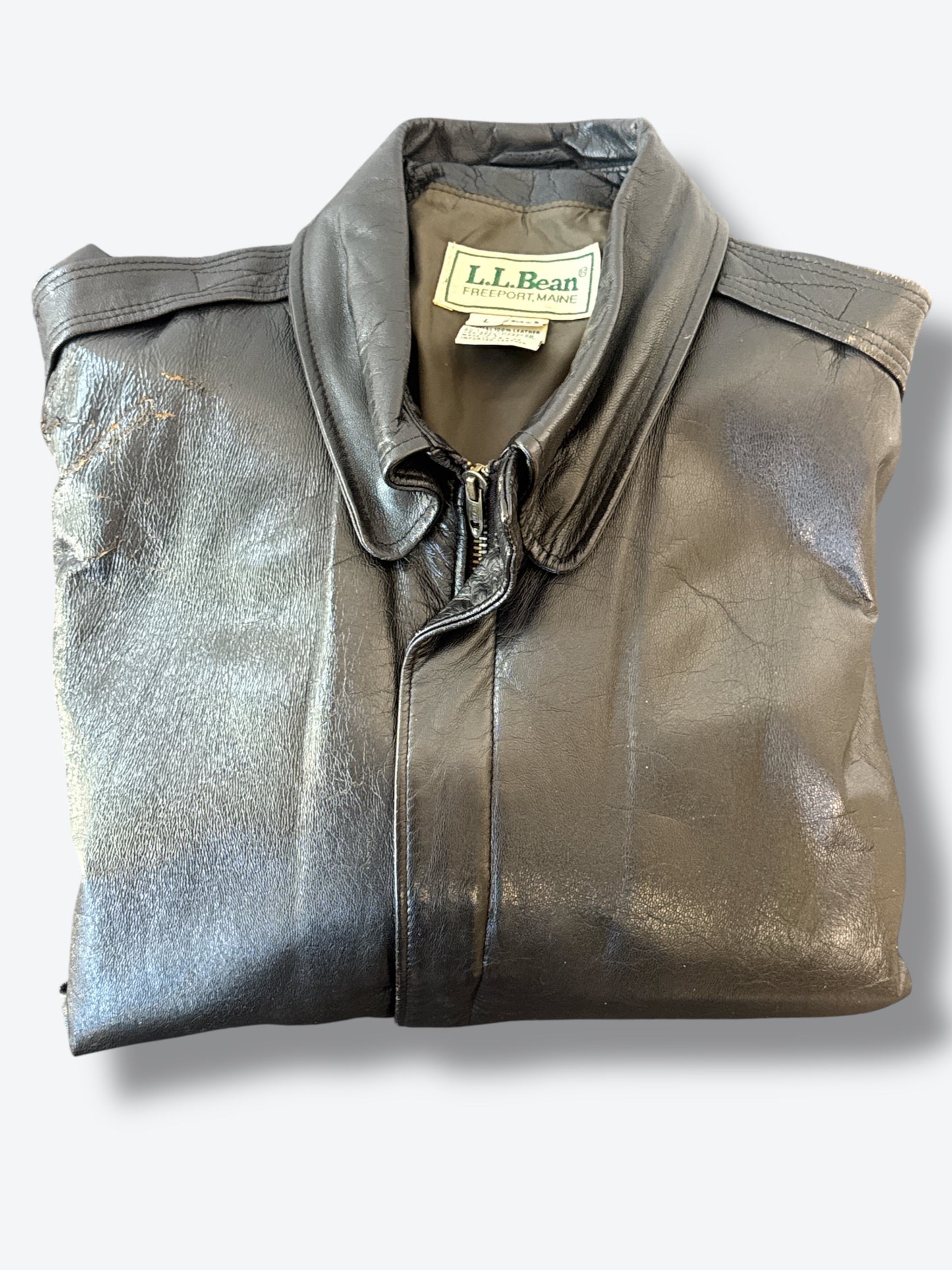1980s L.L. Bean Thrashed Leather Bomber
