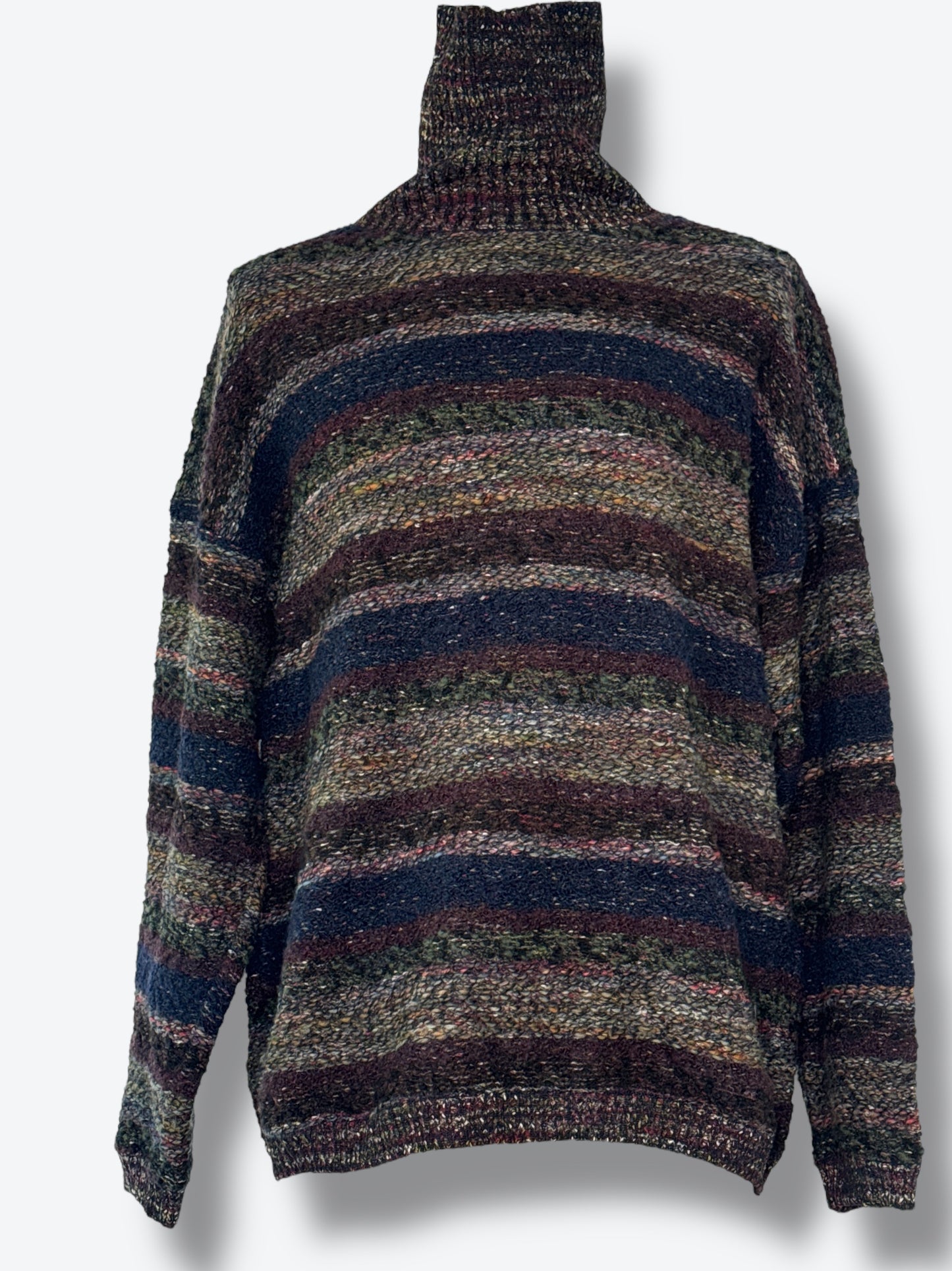 1980s Missoni Multicolor Striped Turtleneck Sweater