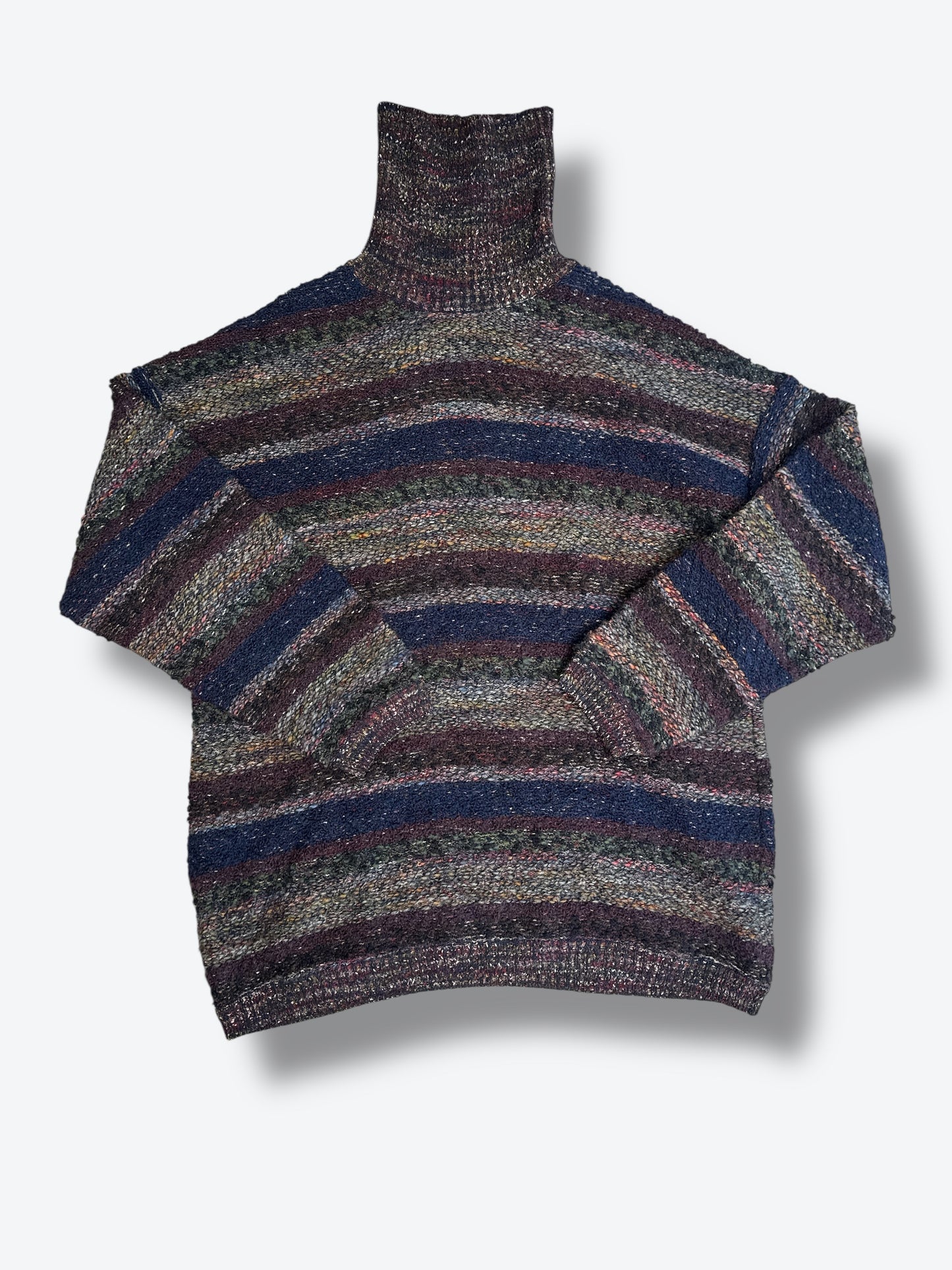 1980s Missoni Multicolor Striped Turtleneck Sweater