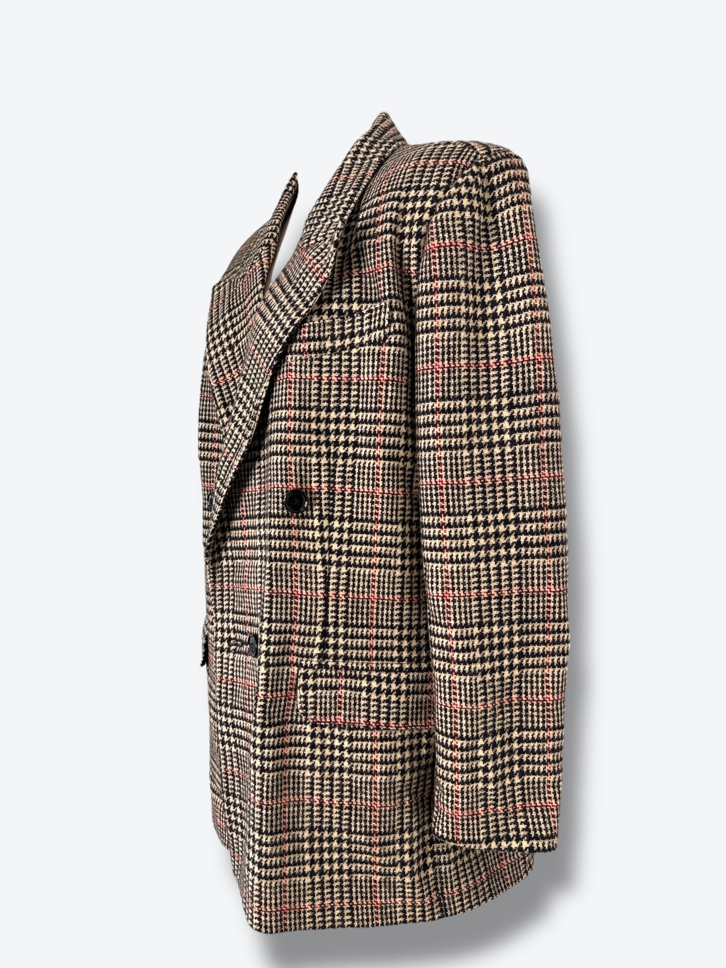 1980s Bill Blass Houndstooth Plaid Double-Breasted Blazer
