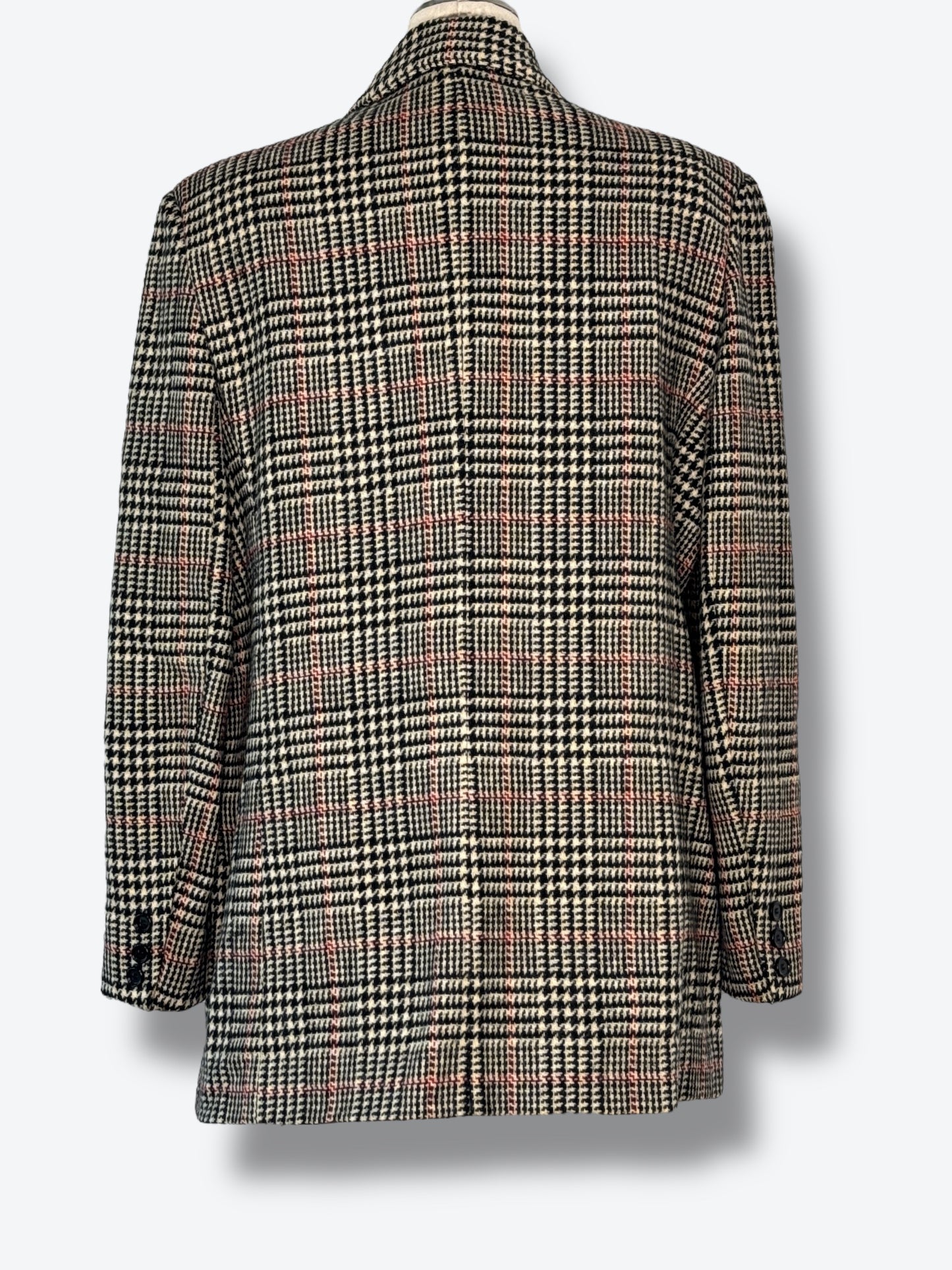 1980s Bill Blass Houndstooth Plaid Double-Breasted Blazer