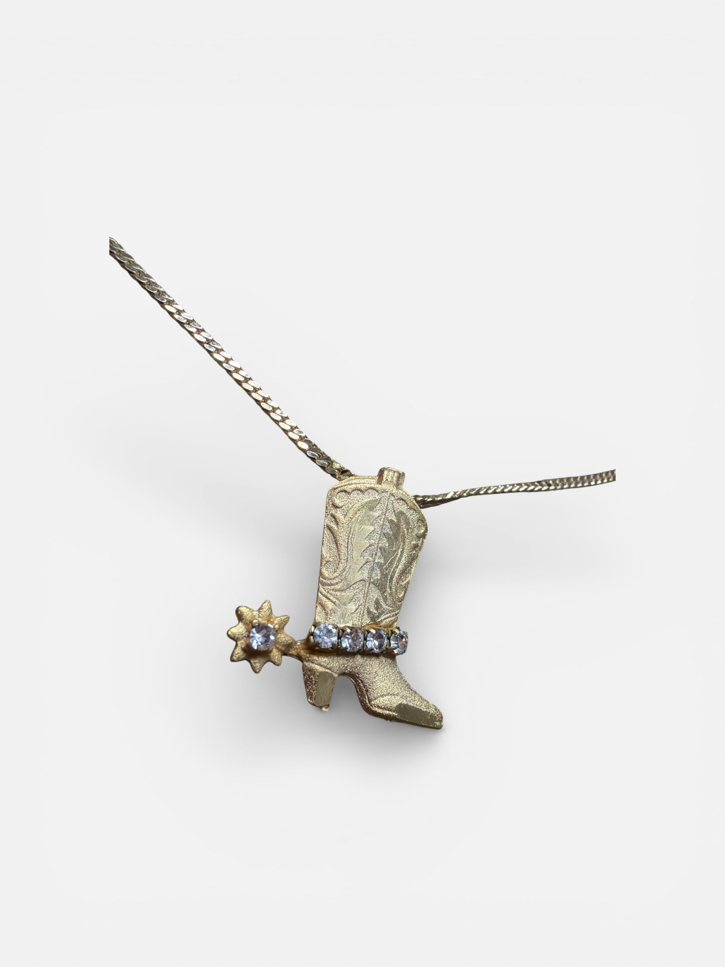 1970s Cowgirl Gold + Crystal Rhinestone Charm Necklace