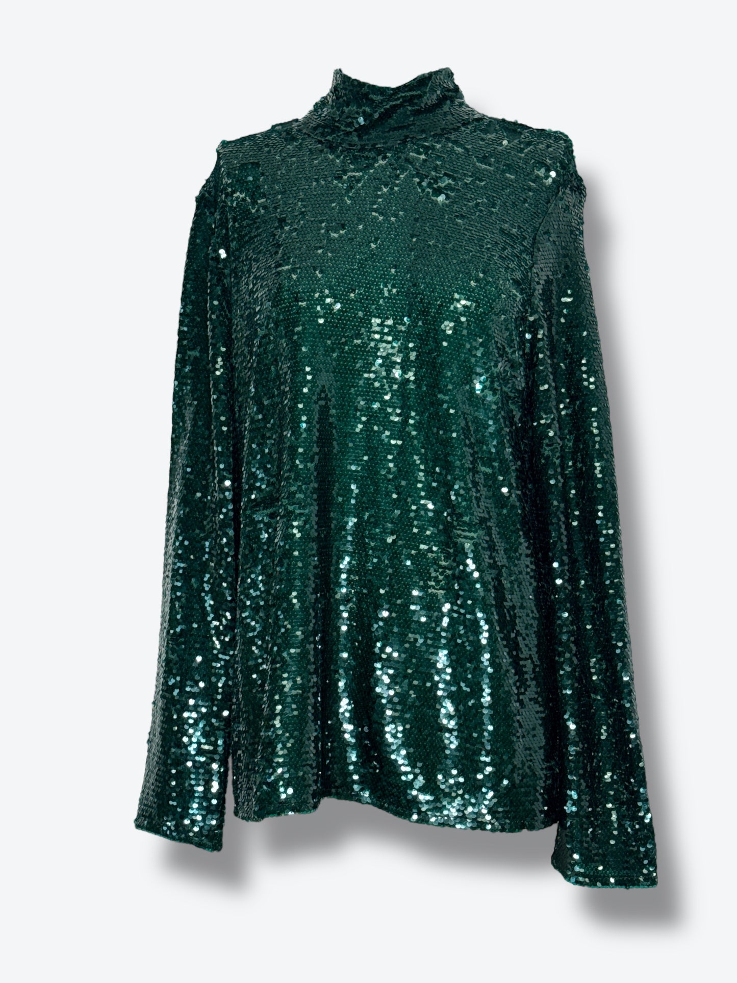 Zara Hunter Green Sequin Oversized Top