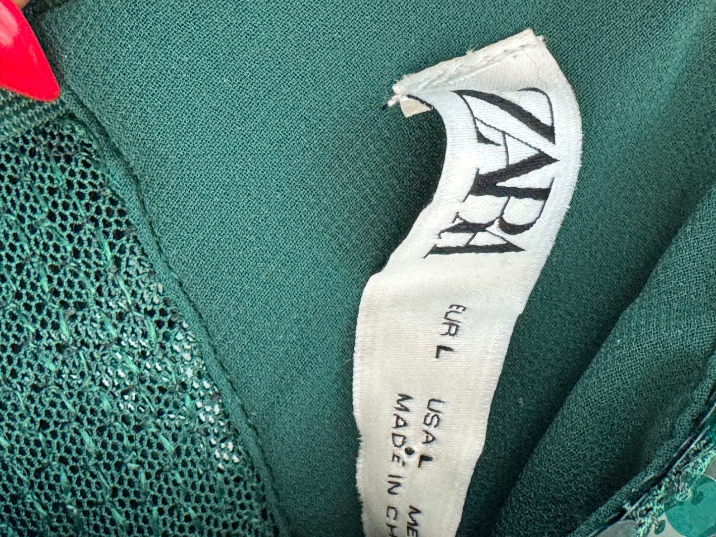 Zara Hunter Green Sequin Oversized Top