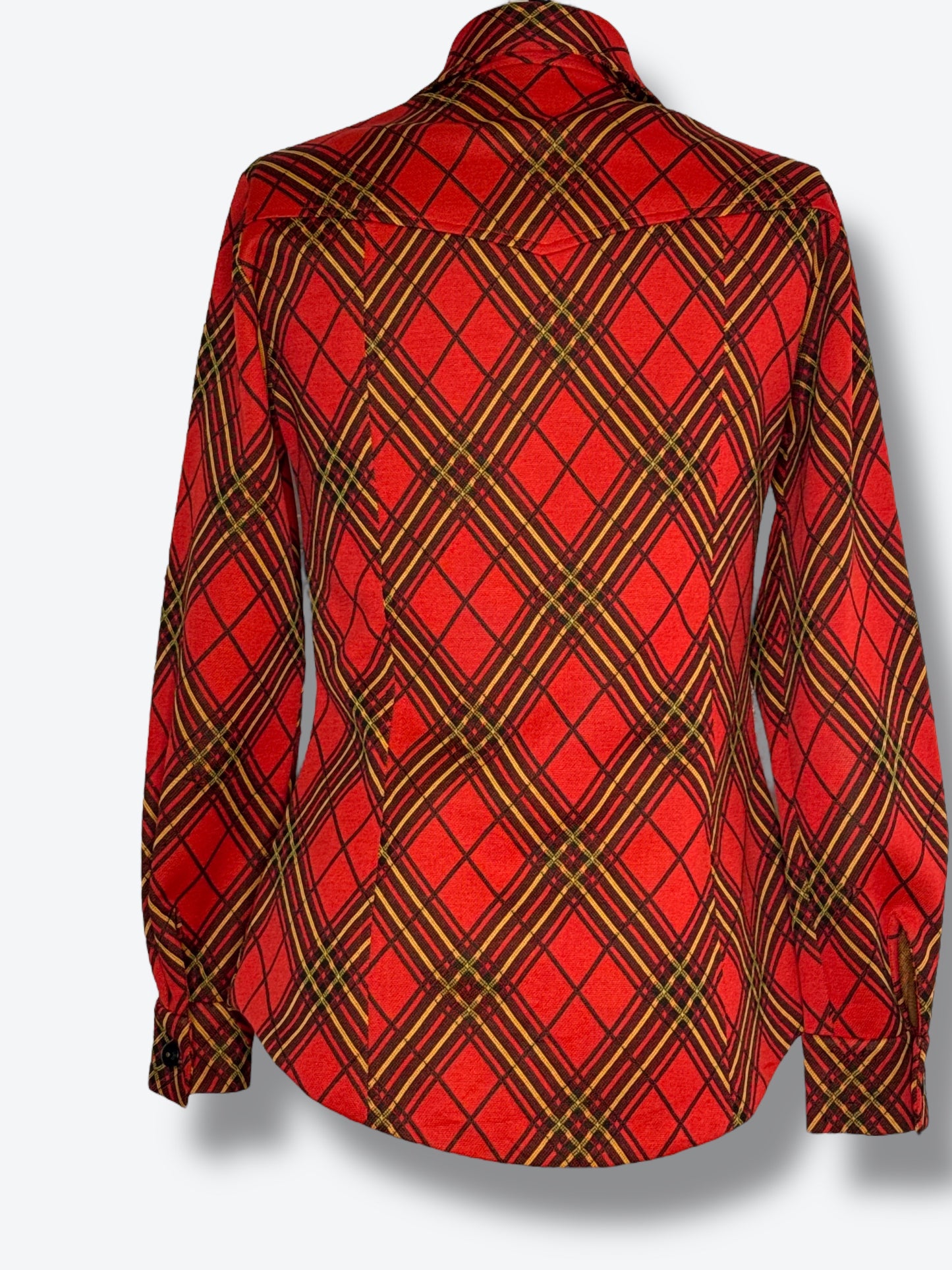 1970s Plaid Button Up Top