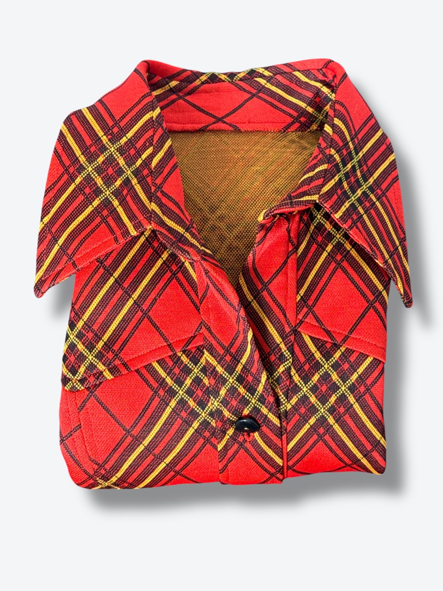 1970s Plaid Button Up Top