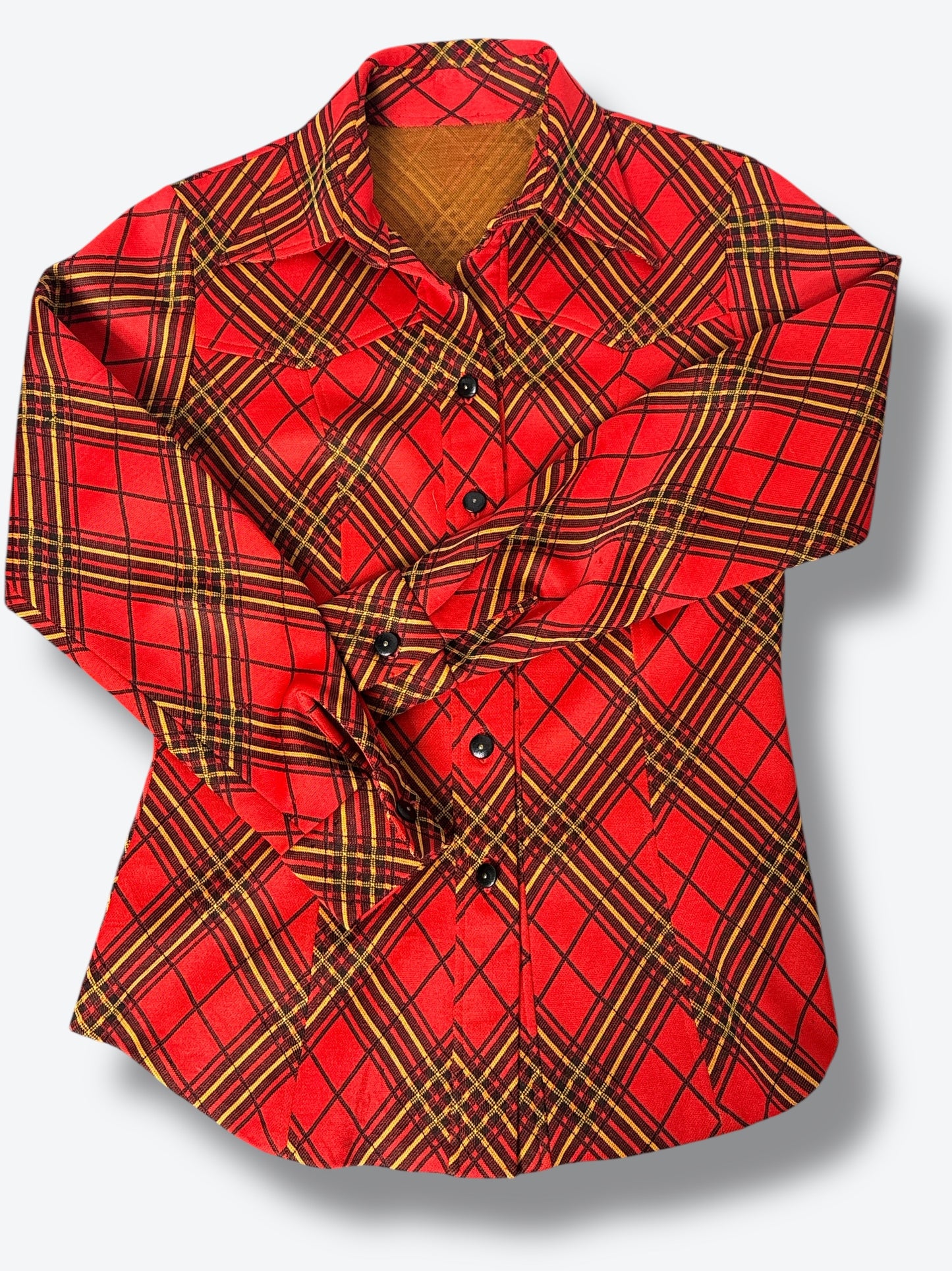 1970s Plaid Button Up Top