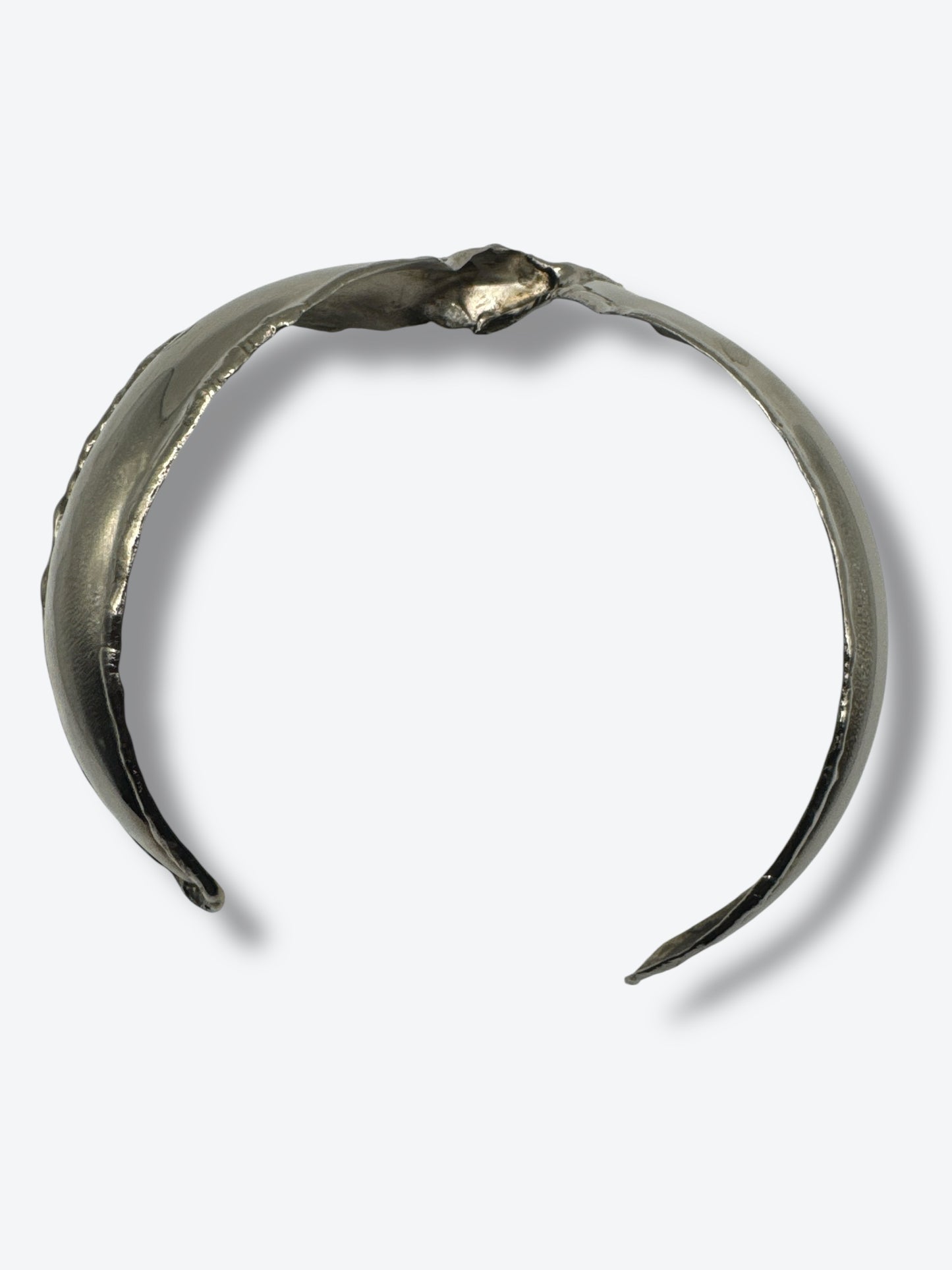 Vintage Sculptural Silver-Tone Choker Necklace