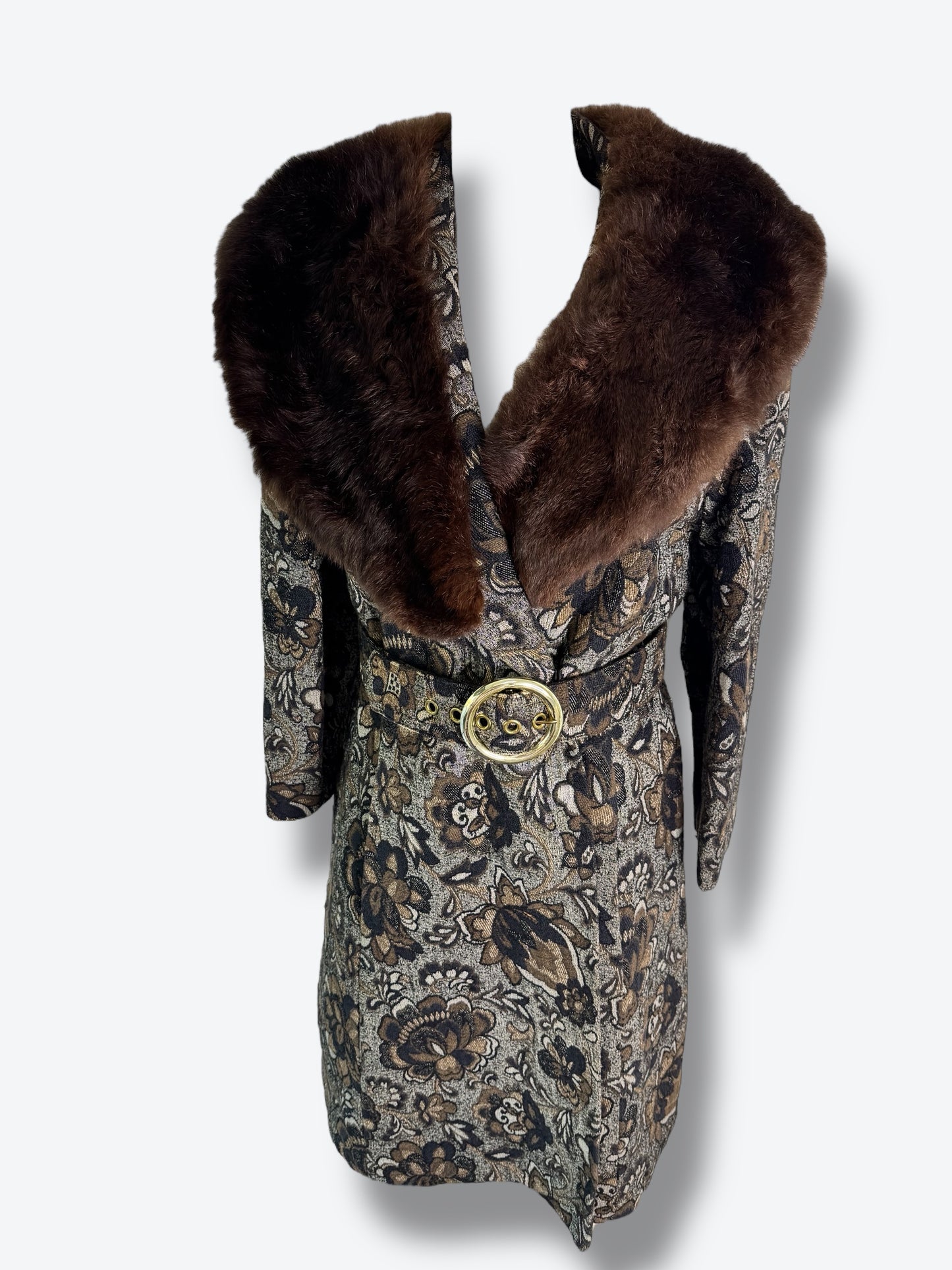 Vintage Paisley Fur Collar Jacket