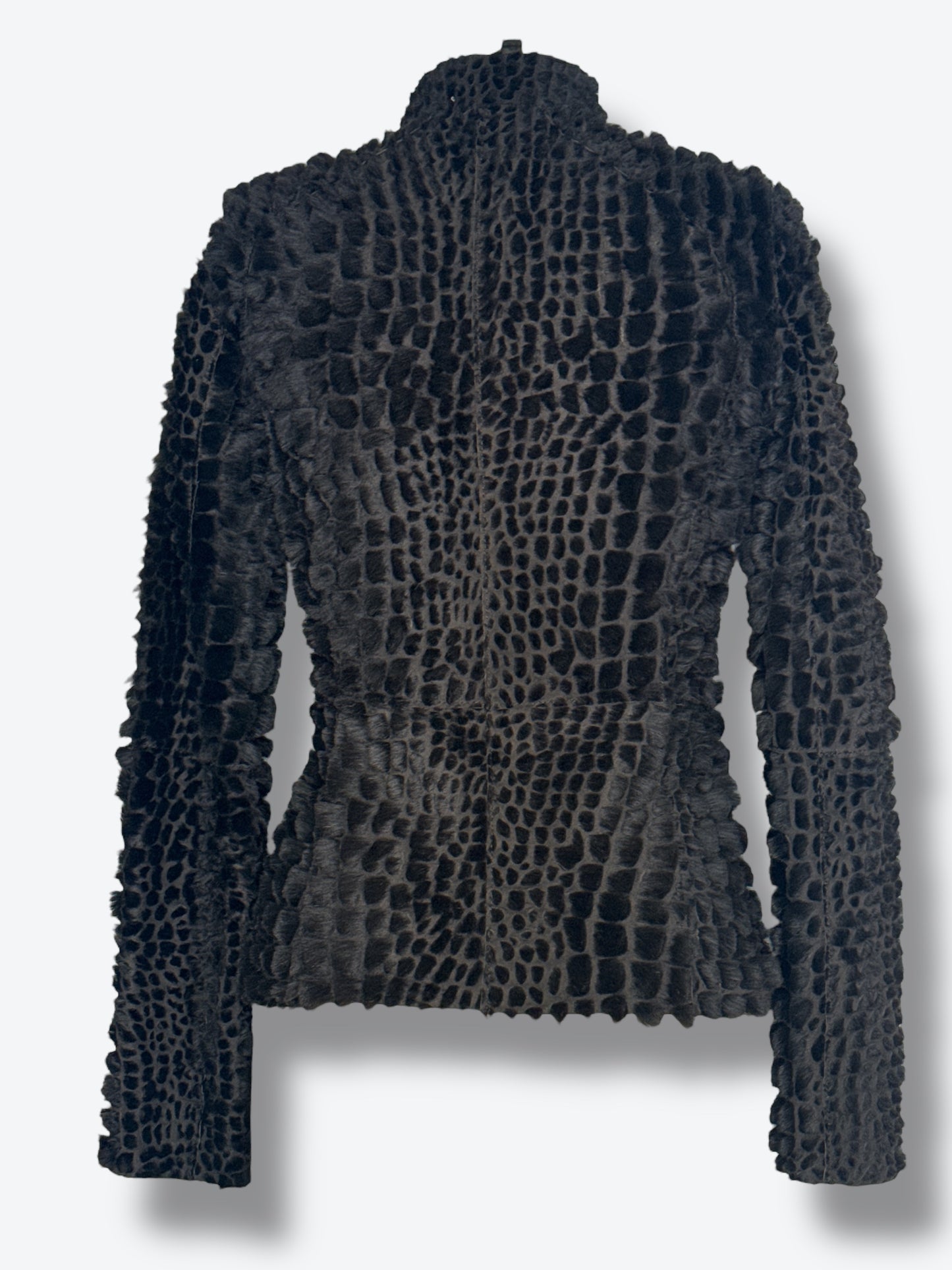 1980s Emporio Armani Embossed Cowhide Leather Moto Jack