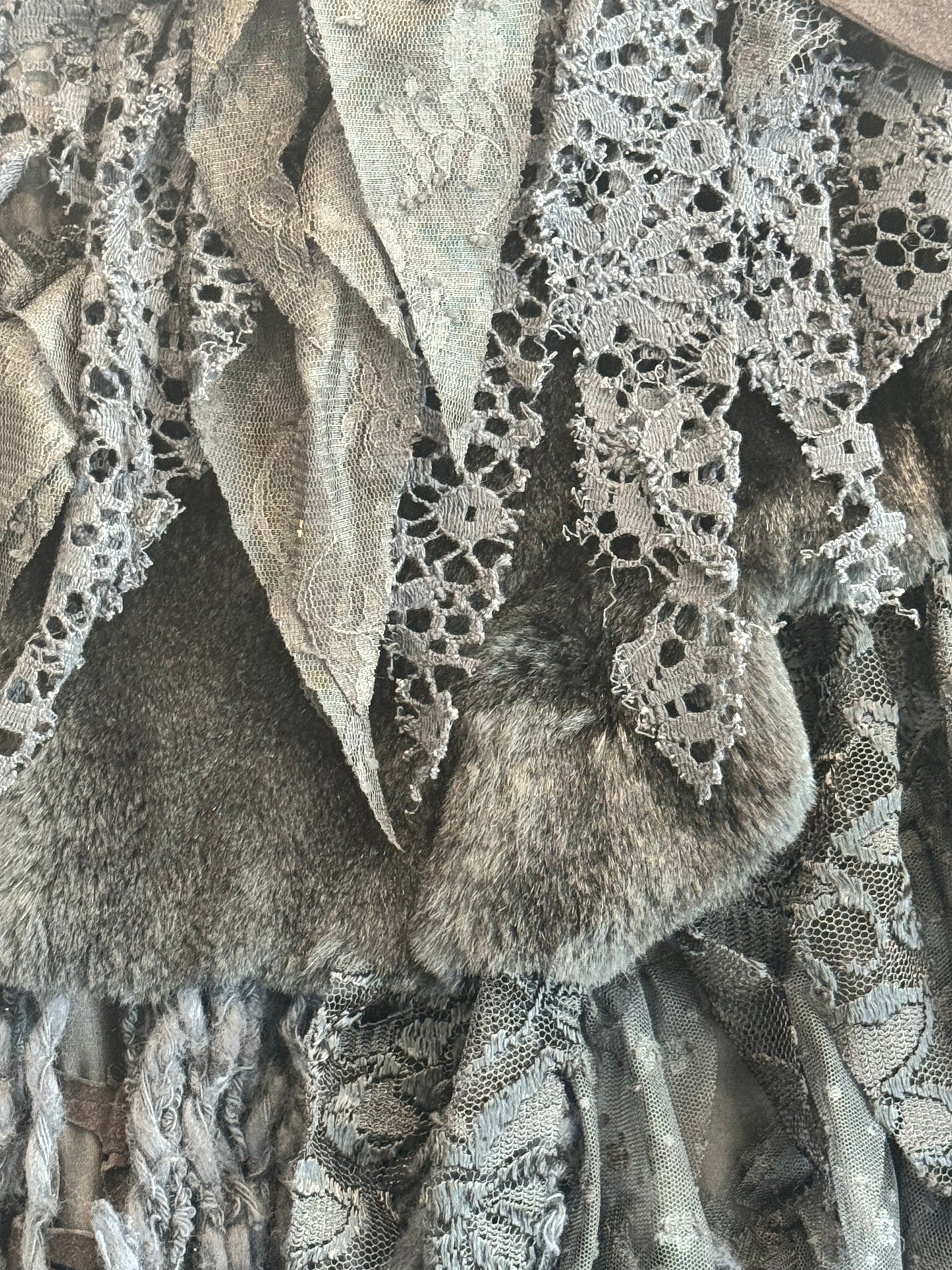 1980s Mixed Media Leather Long Vest