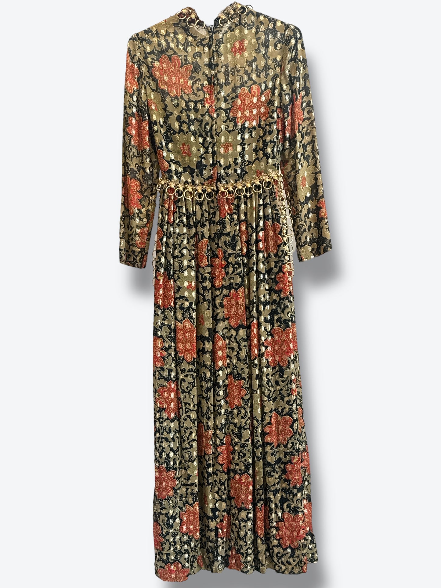1970s Swan Lee Winnetka Vintage Gold Hoop Dress