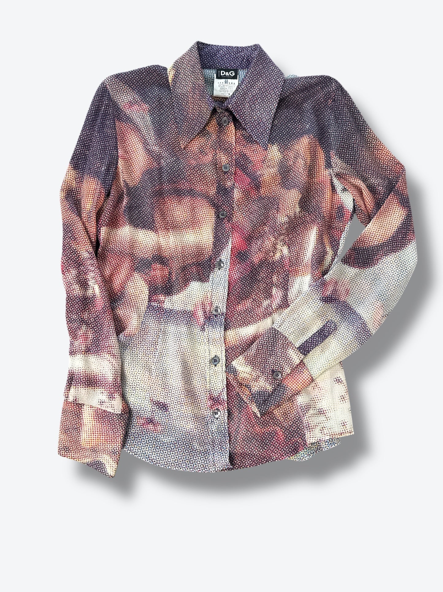 1990s Dolce and Gabbana Botticelli’s The Birth of Venus Silk Blouse
