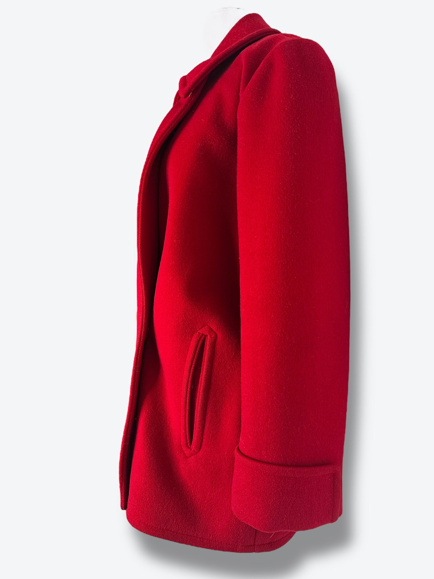 1990s Calvin Klein Red Short Waisted Peacoat